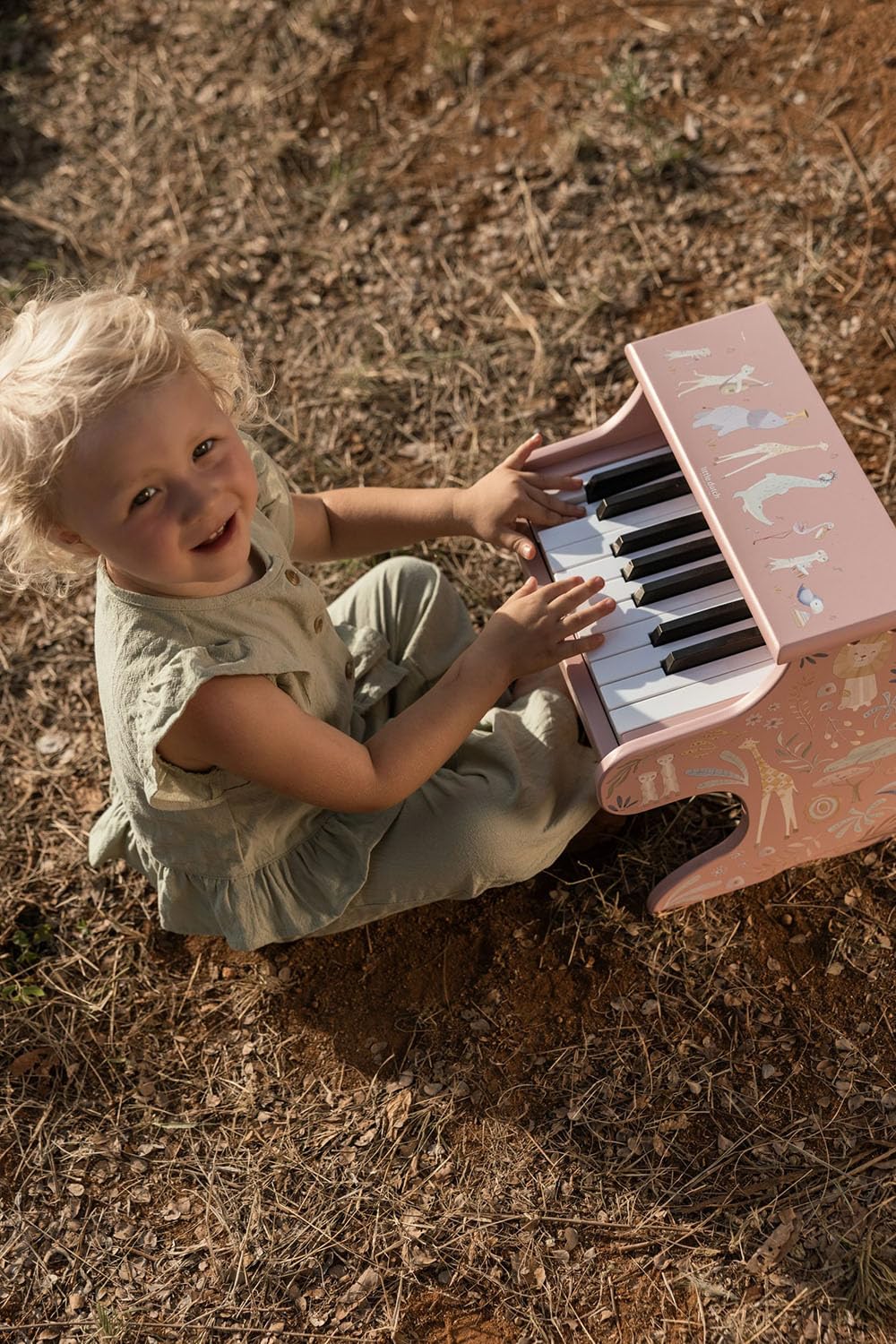 Little Dutch Kinder Piano - Klavier - Holzklavier - Holzpiano - für Mädchen ab 3 Jahren - Safari Friends - rosa