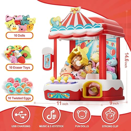 Miniatura 2 de Skirfy Máquinas de garras para niños y adultos con 30 mini premios y sonidos ajustables, máquinas expendedoras de juguetes dispensadores, regalos