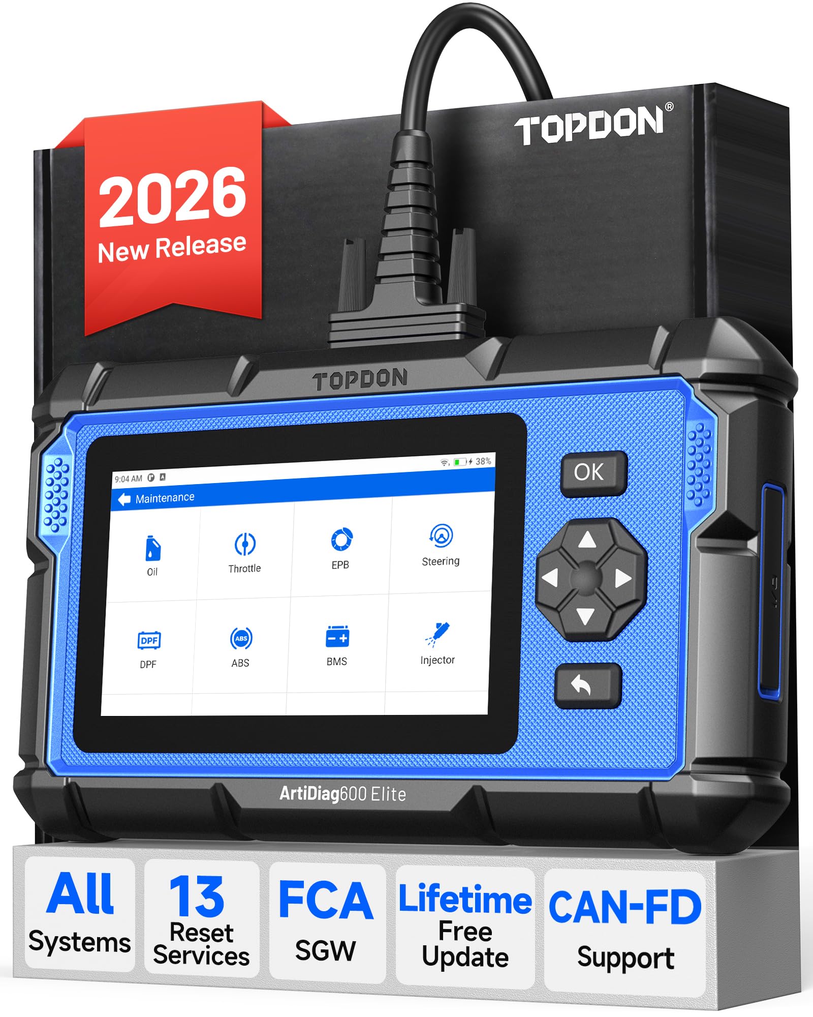 TOPDON Valise Diagnostic Auto AD600Elite de Systèmes Complet