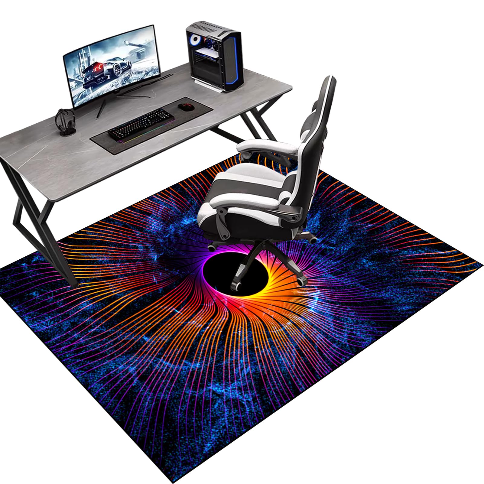 160 x 200 cm Gaming Chair Mat Non-Slip Protective, Office Carpet Protector Chair Mat, Floor Protector for Office Chair, Office Chair Mat for Hardwood Floor, Multi-Purpose Hard Floor Protection Mat — image 1