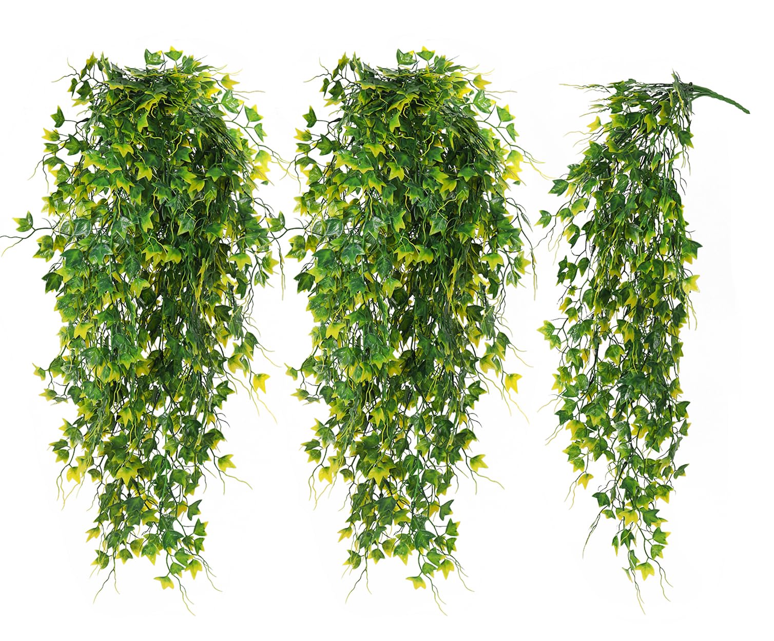RECUTMS 3Pcs Artificial Plant Fake Hanging Ivy Faux Ivy with Yellow Leaf
