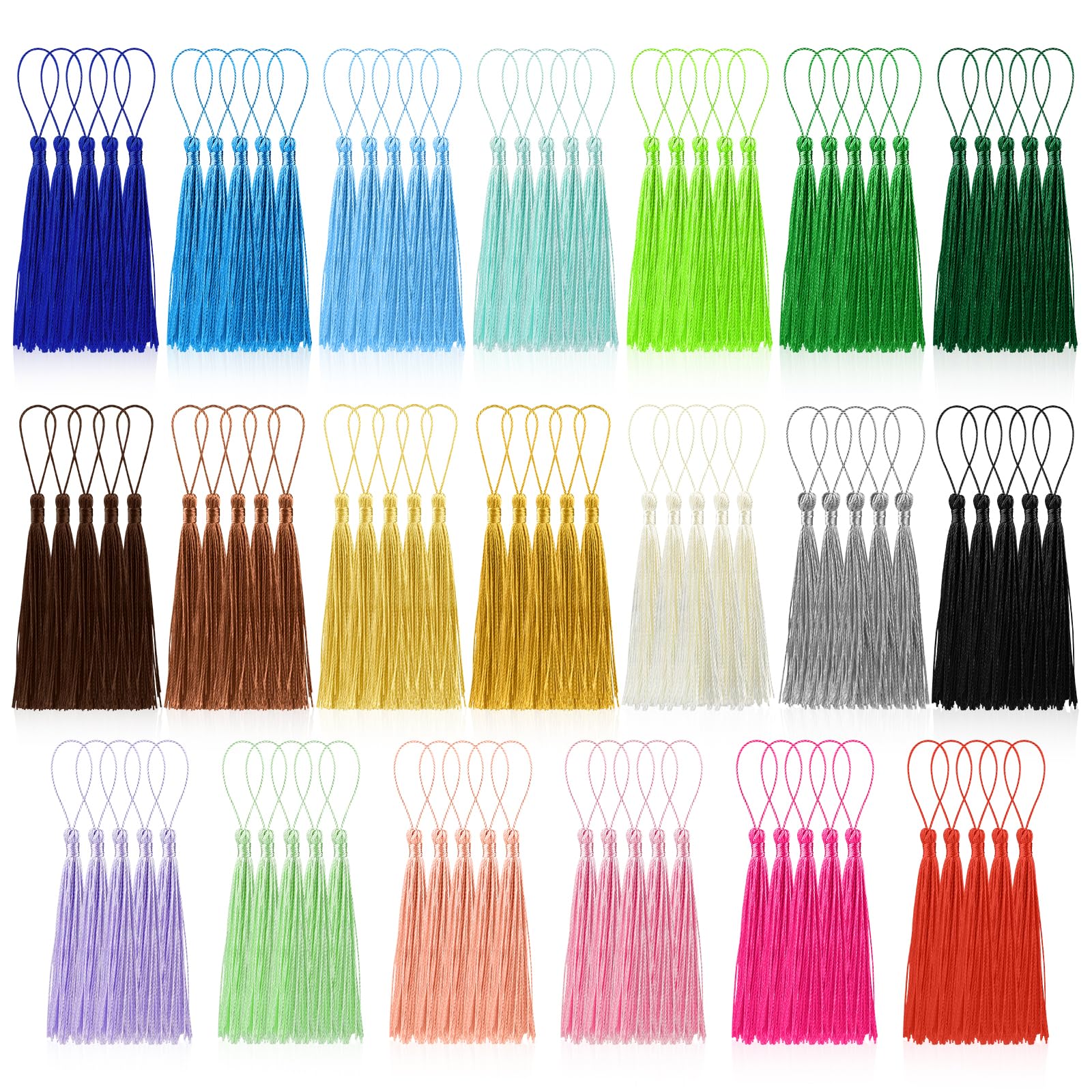 100 pcs bookmark tassels bulk 20 colors soft craft silky handmade mini tassels for jewelry making with loops for diy craft accessory dress decoration