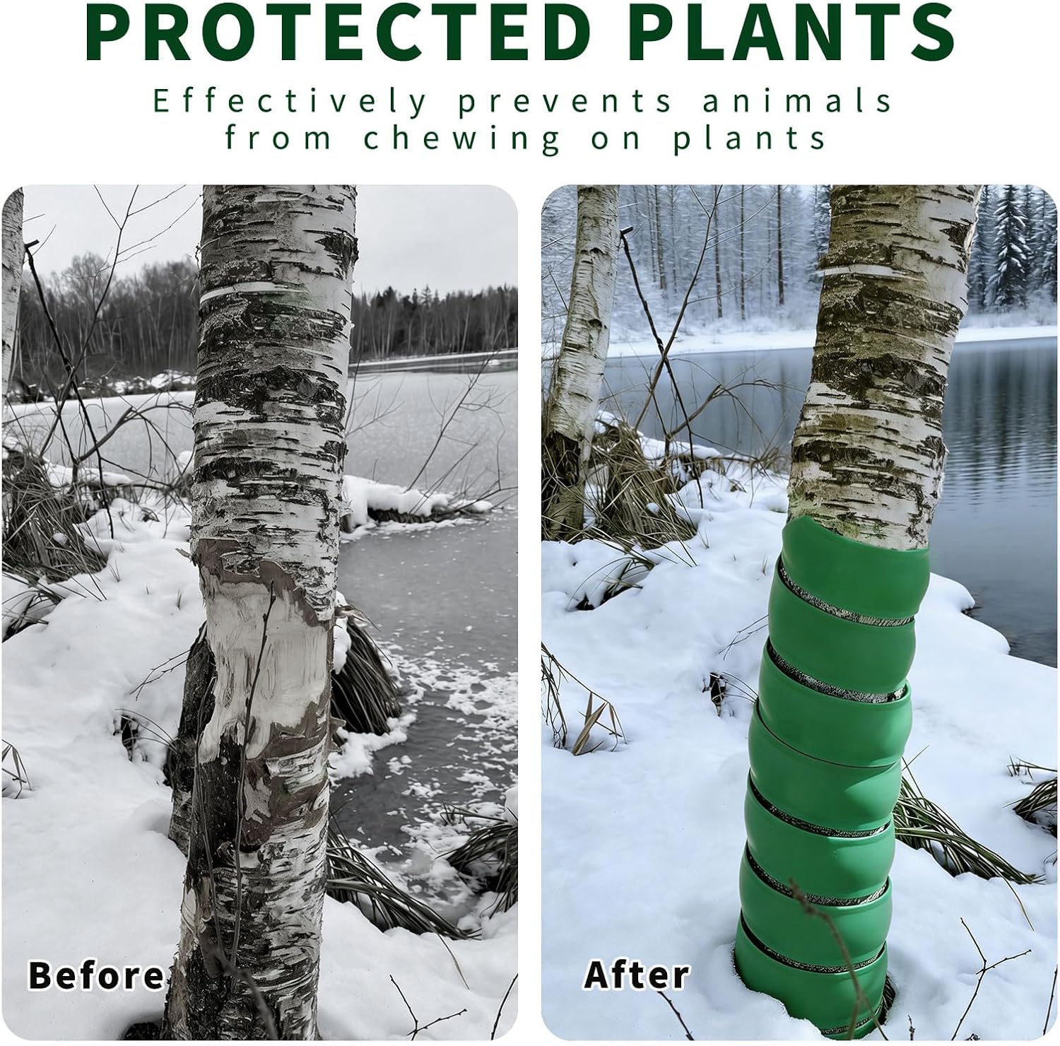 Spiral Tree Guards, 4 Pack, 2 Sizes (4x40cm & 5x40cm), Flexible Tree Protector Wrap for Young Saplings, Trunk Protection from Animals, Weather, and Lawnmower Damage