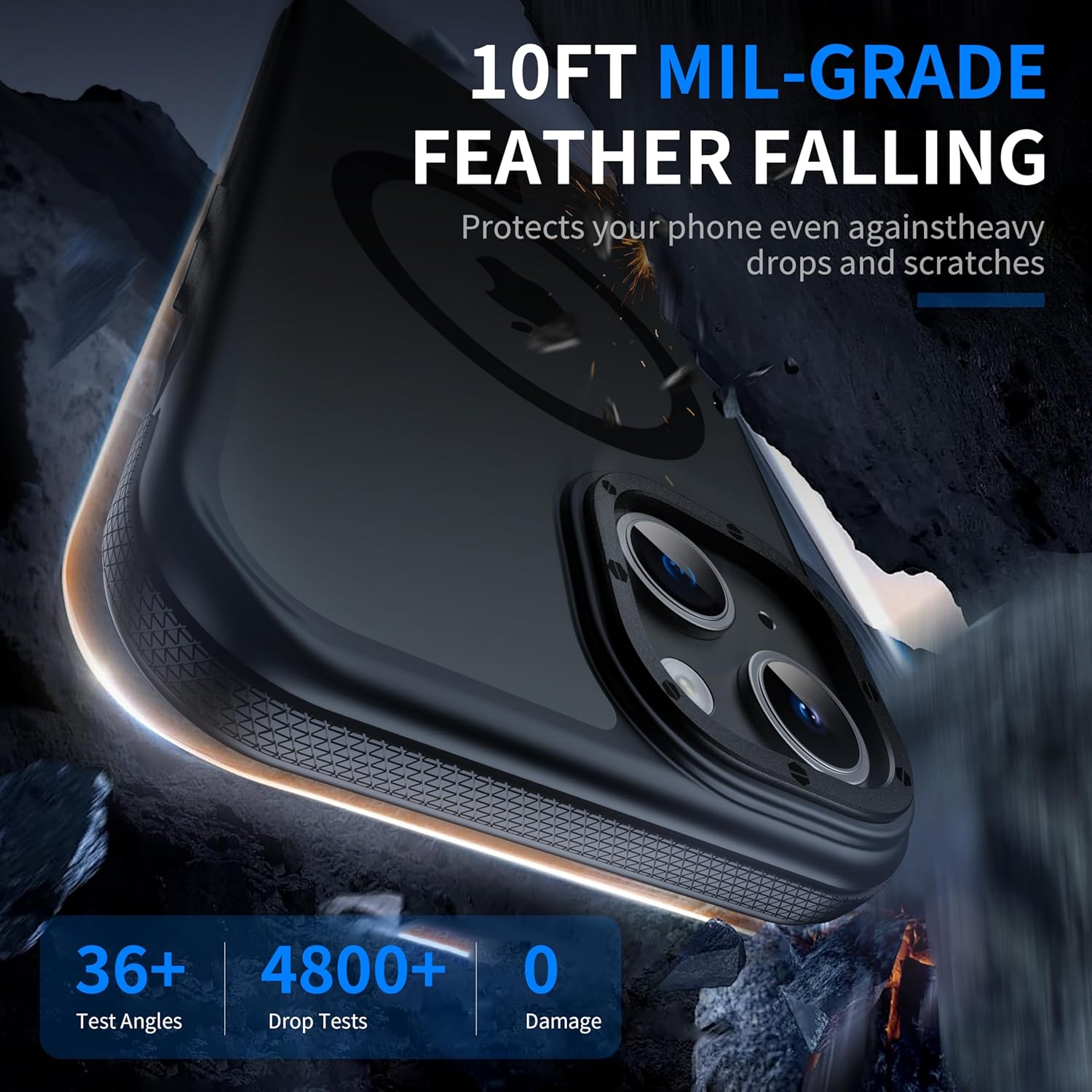 Strong Magnetic Case for iPhone 15 Plus Case & iPhone 14 Plus Case [10Ft Military-Grade Protection] Compatible with MagSafe Shockproof Slim Thin Cover 6.7 inch Bumper Black - Image 4