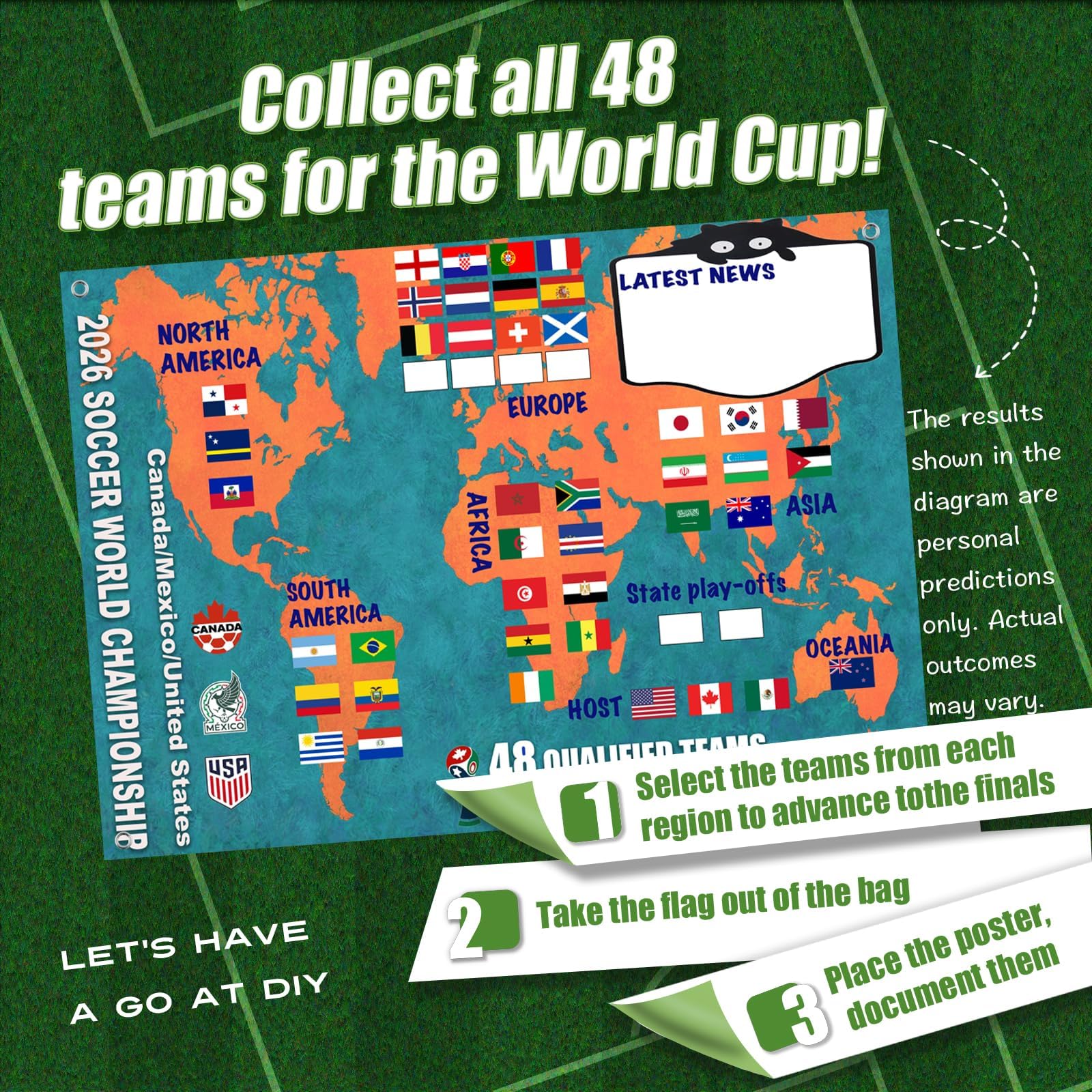 Coupe Du Monde 2026 Double Face Affiche, DéCorations Pour FêTe De Football, 77x54 Cm, Pour Les Fans De Football Et Faire La FêTe