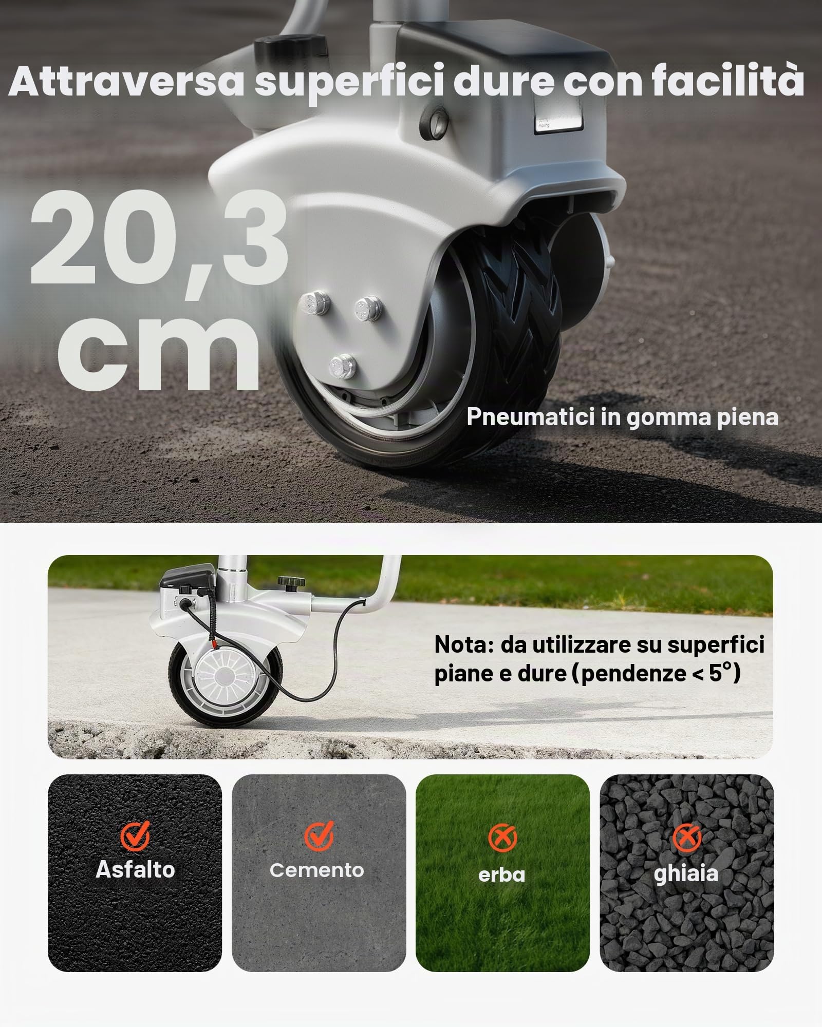 VEVOR Carrello Elettrico per Rimorchio, Ruota di Supporto Motorizzata velocità di Movimento di 7 m/min, Altezza del Morsetto Regolabile 31 a 63 cm, capacità di 2,5 T per Roulotte e Barche