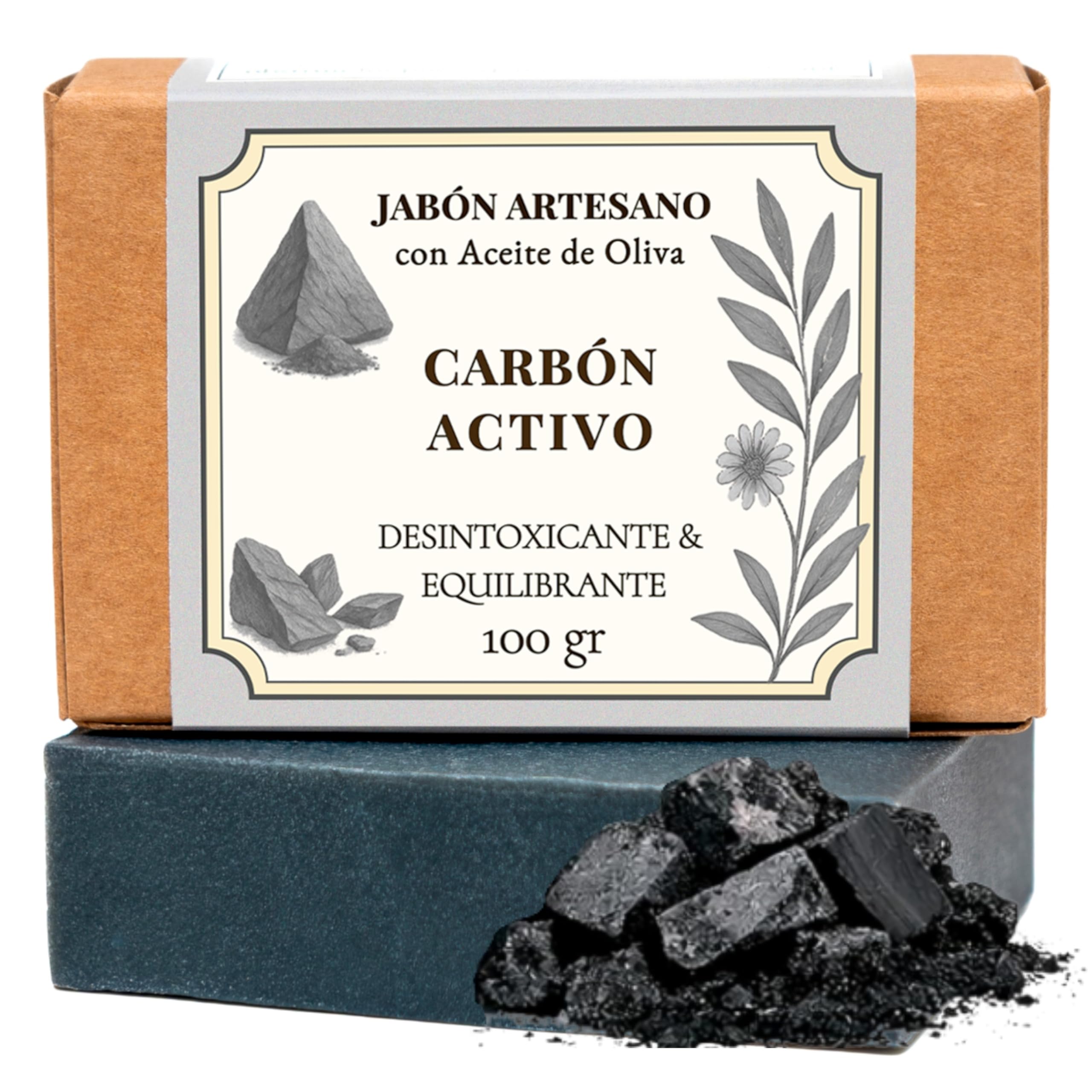 Natural Activated Carbon Soap for Face and Body Cleansing - Soap Bar for Face, Body & Hands 100g - Great as Soaps Gifts