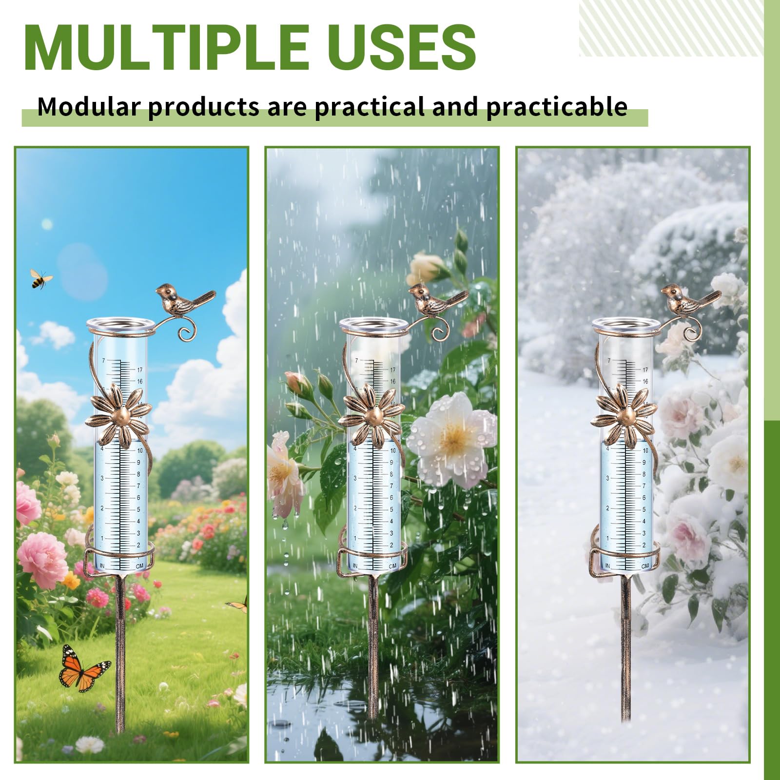 Pluviomètre pour Jardin Pluviomètre de Décoration de Jardin Résistant au Gel, Pelouse, Aménagement Paysager et Accessoires