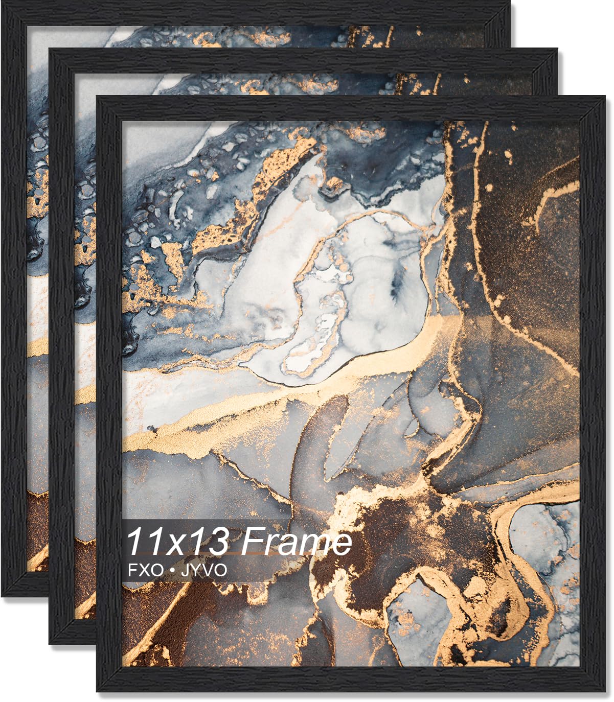 Fxojyvo Engineered Wood 11x13 Picture Frame Set of 3, Black Frame for 11 x 13 Inch Picture Poster Photo, Light Weight 11 by 13 Frame with Wood-grain for Wall - 3 Pack/Black/11 x13 โ image 1