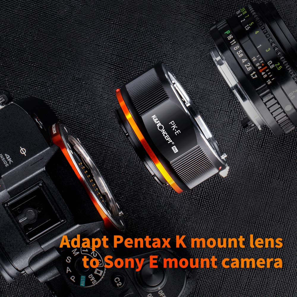 K&F CONCEPT M17105 PK-NEX Hochpräziser Adapterring Objektivadapter für Pentax PK K Mount Objektiv auf Sony NEX Alpha E-Mount Kamera