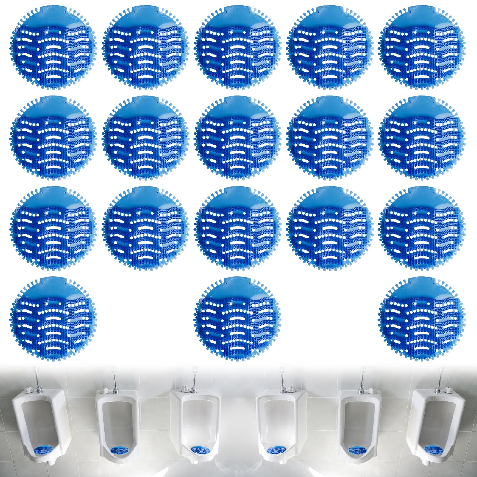 Lot de 18 tamis d'urinoir avec parfum, tapis d'insertion d'urinoir en pierre Protection anti-éclaboussures pour toilettes, protection anti-éclaboussures pour les toilettes, toilettes pour hommes,