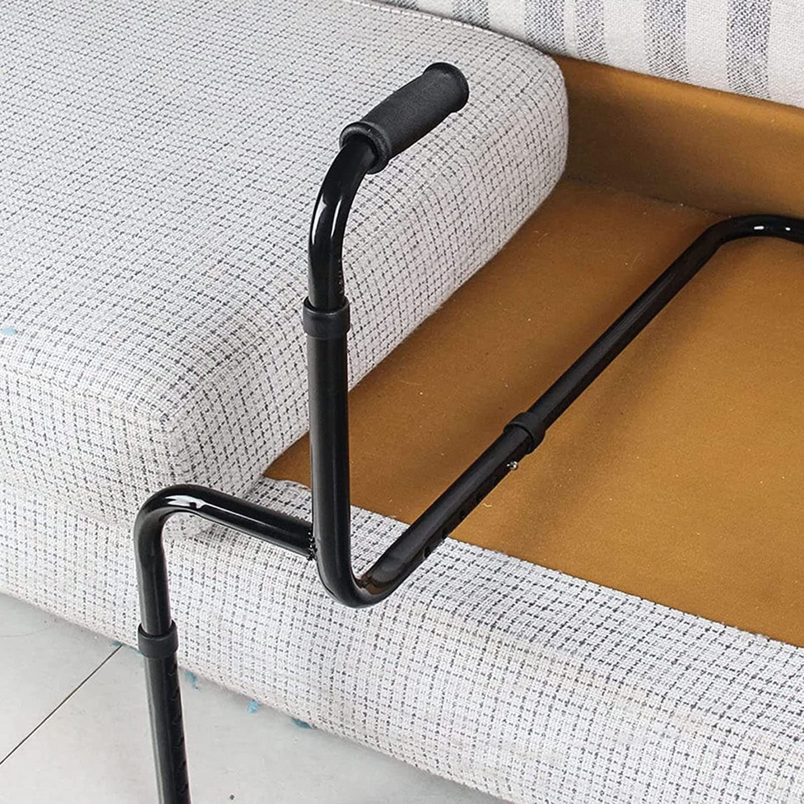 Ausilio per Stare in Piedi, Sedia Regolabile con maniglione di Supporto, Colore Nero, per Anziani, Persone disabili e pazienti.