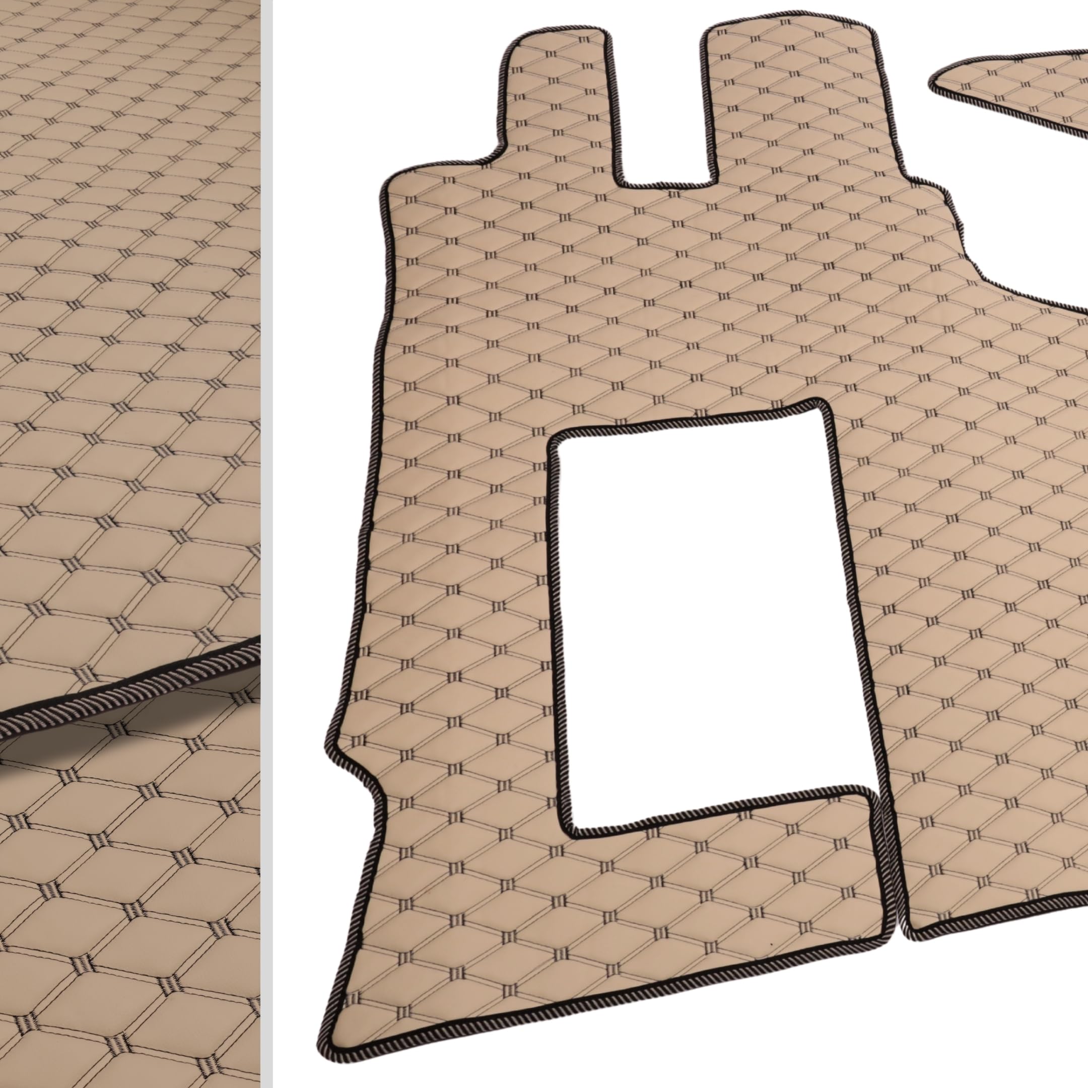 Alfombrillas para camión/Tapetes compatibles con Mercedes Actros MP4, MP5, Asiento del copiloto no suspendido (Plegable) - Elegante Acolchado y Costuras Dobles