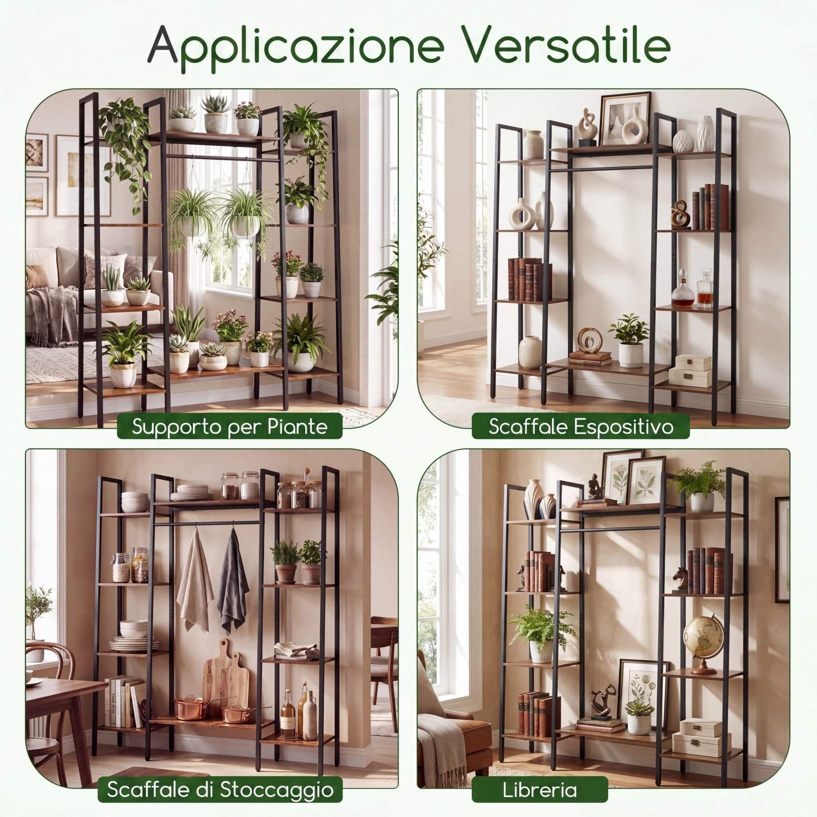 COSTWAY Scaffale Portapiante con Luci Regolabili, Scaffale Portavasi a 10 Ripiani con Telecomando e 4 Modalità d'Illuminazione, Portafiori da Interno ed Esterno in Legno e Metallo, Marrone