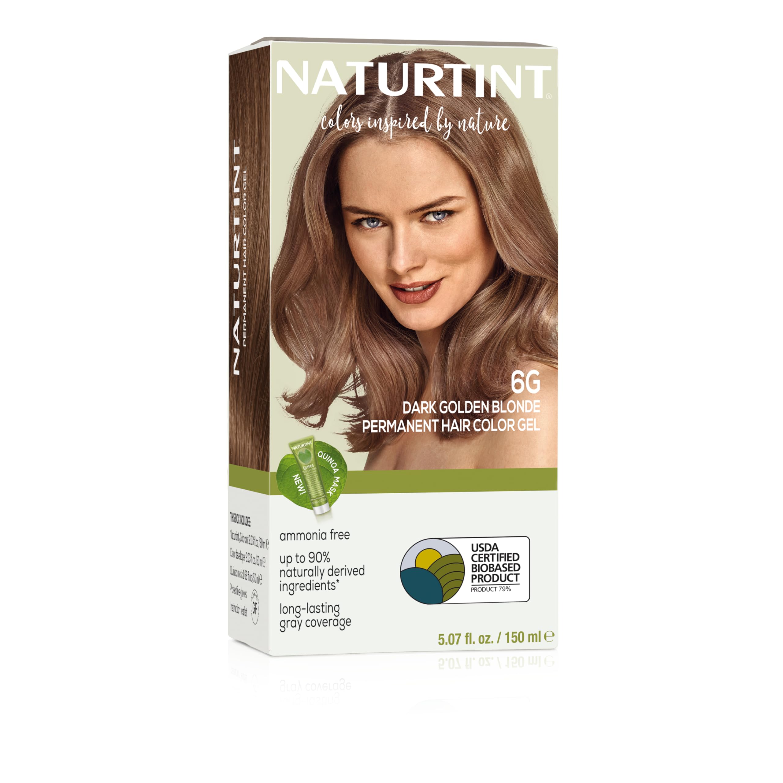 Naturtint Permanent Hair Colour Dark Blonde 6G | 92% Natural Ingredient | Long Lasting Hair Colour | USDA Certified | Ammonia Free Vegan Hair Color Gel - 6G Dark Golden Blonde 170ml