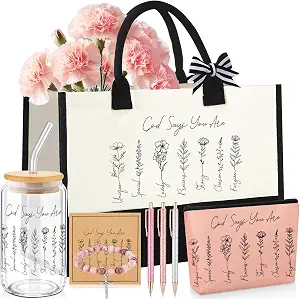 SilTriangle 8 Pcs Christian Gifts for Women Graduation God Says You Are Religious Gifts Faith Spiritual Inspirational Tote Bag Set for Student Mom Female Sister Birthday(Pink)