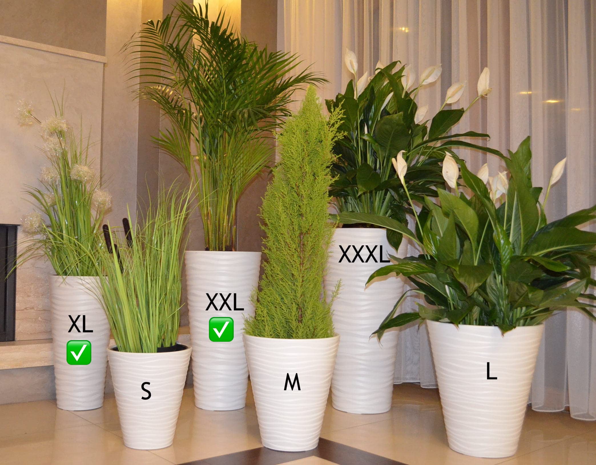 MelTom Lot de 2 Pots de Fleurs Effet 3D Blanc XXL XL