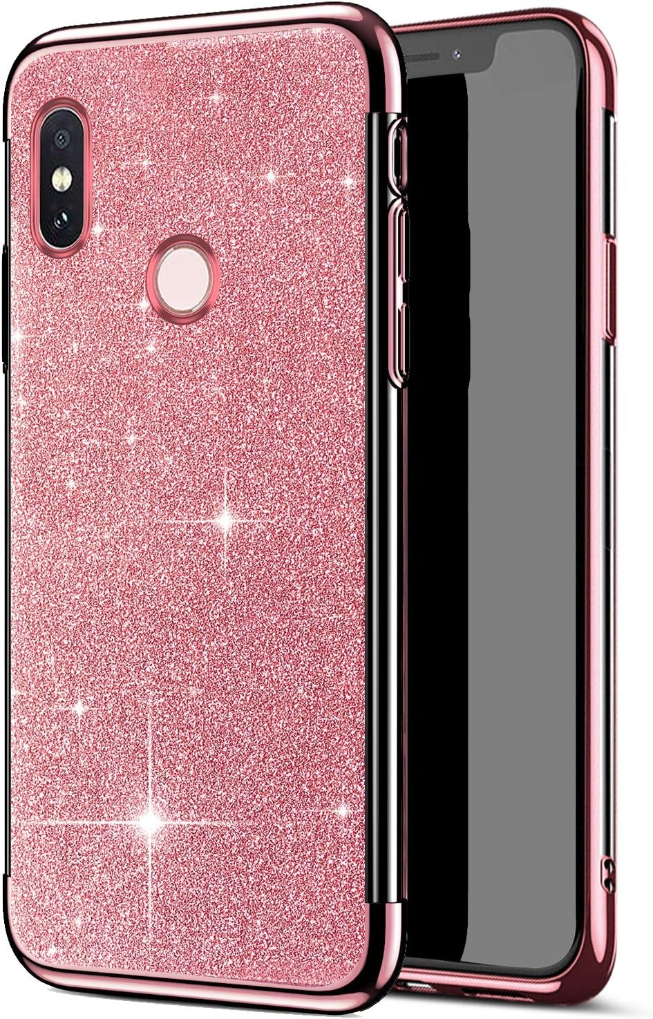 PHEZEN Case for Xiaomi Redmi S2 Case Girls Glitter Sparkle Bling Case Thin Slim Cases Chrome Plating Bumper Soft Clear TPU Silicone Rubber Protective Phone Case for Xiaomi Redmi S2,Rose Gold