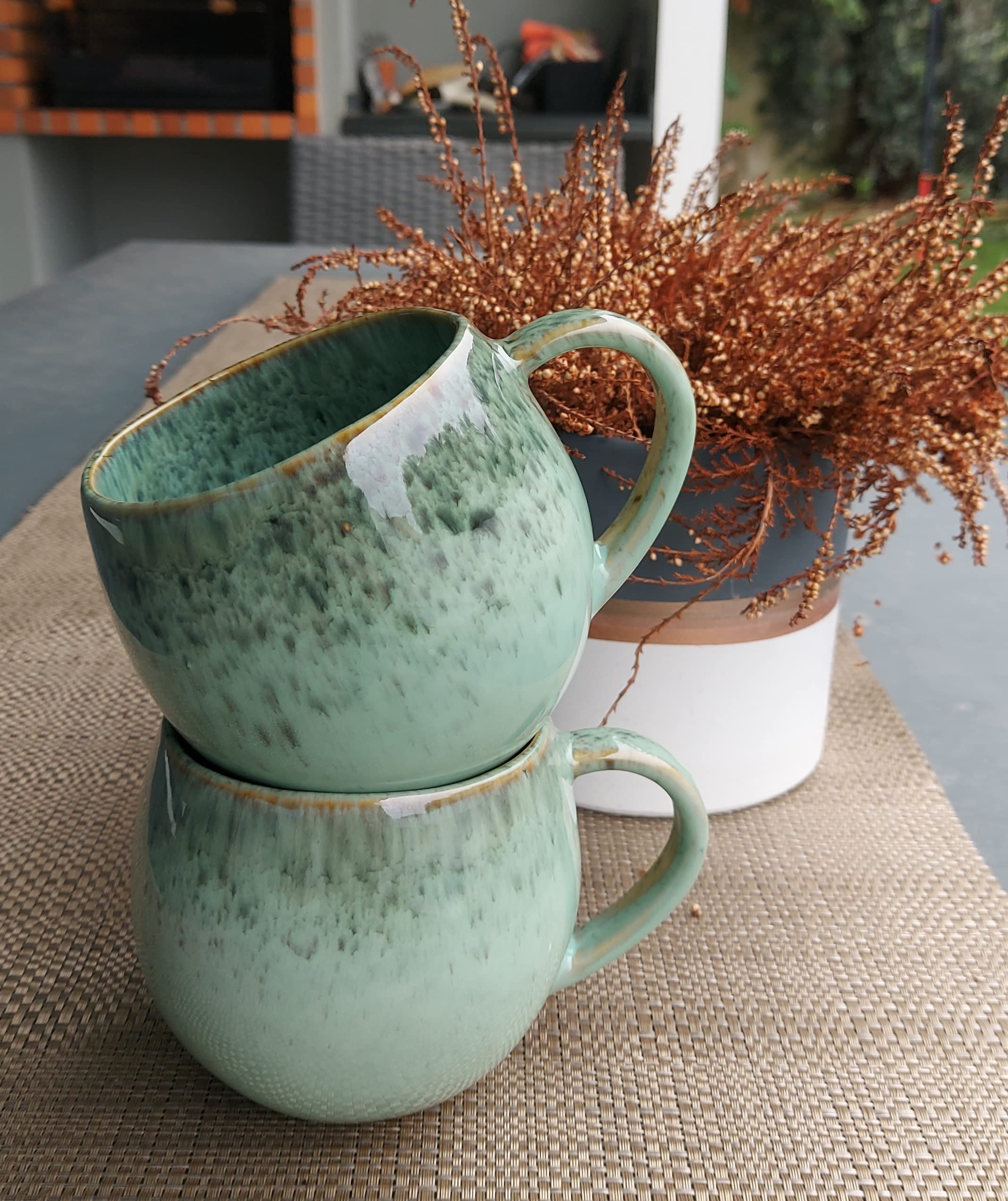PintoCer - Tazza con manico, in ceramica, ideale per caffè, latte, tè e cioccolato, adatta per lavastoviglie e forno a microonde