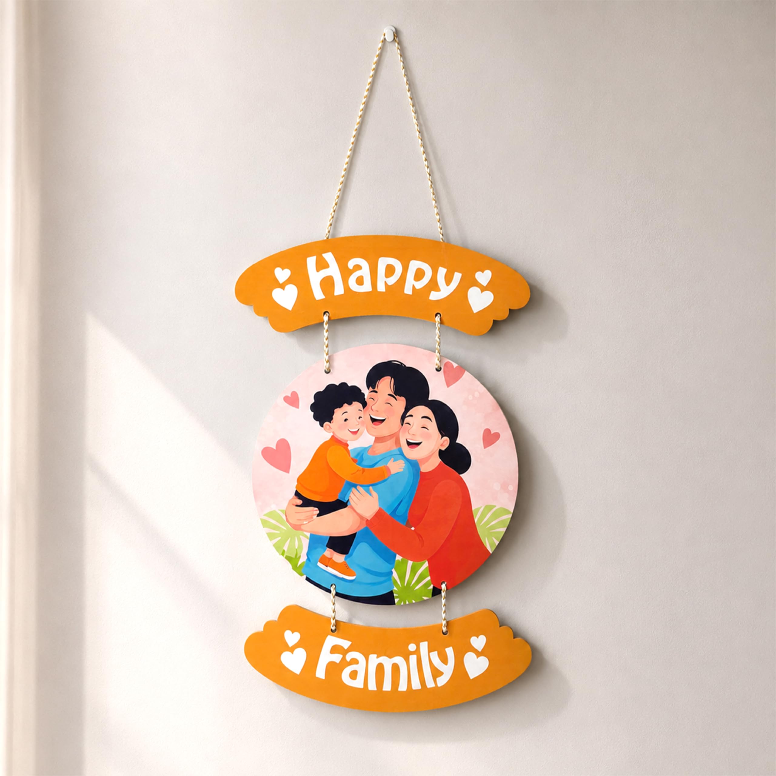 【壁掛け】シャビーなウォールデコレーション（HUGS） Smaran Wooden Happy Family Wall Hanging for Home Decor | Joyful