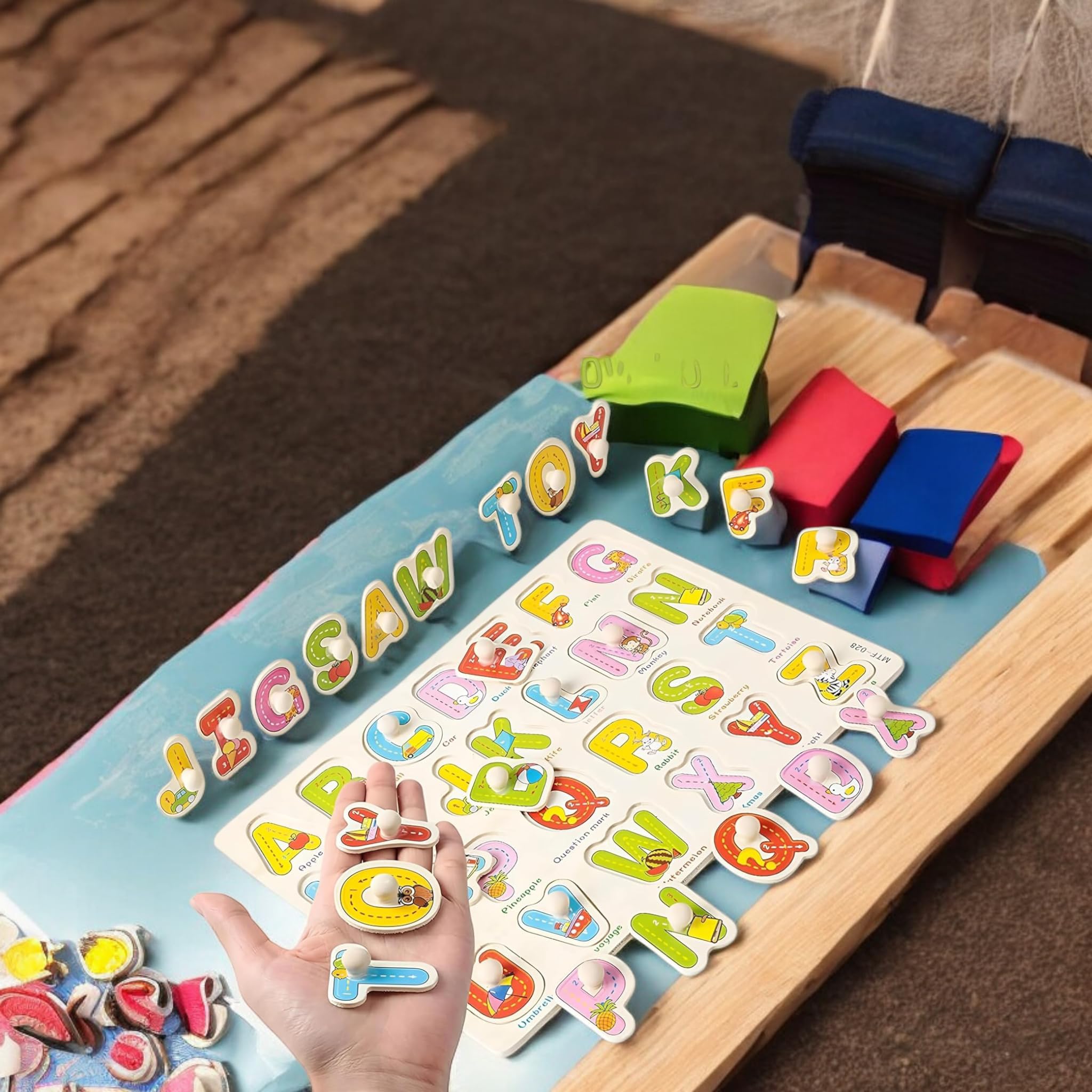 Stylbase Educational Toys Wooden Blocks Puzzle Kids Game | Interactive Learning Kids Toys for 2 β 5 Years Boy & Girls Toy Ideal for Birthday Gift (Alphabates) 3