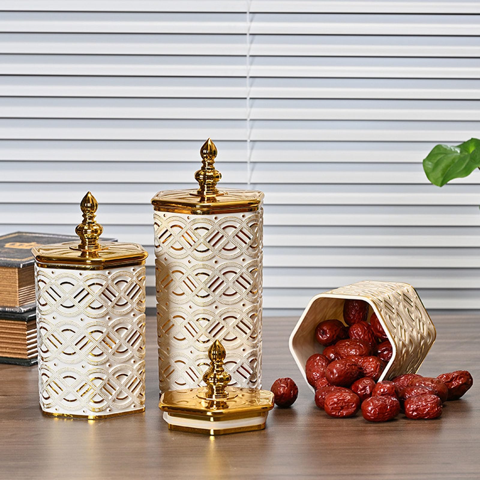 3 barattoli da Cucina in Pet con Bordi Eleganti e coperchi per Alimenti secchi e Contenitore per Alimenti in Pet