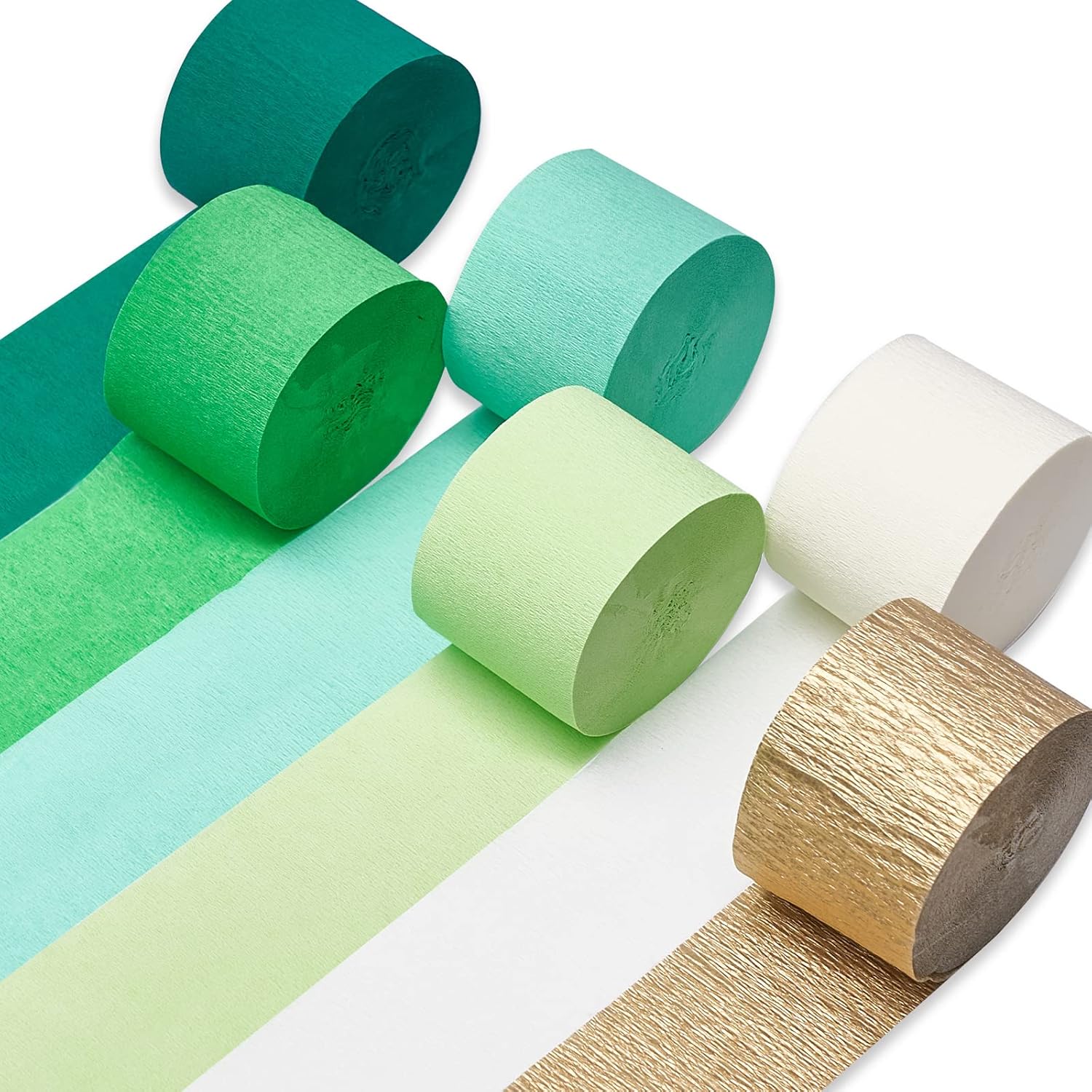 PartyWoo Crepe Paper Streamers 6 Rolls 492ft, Pack of Lime