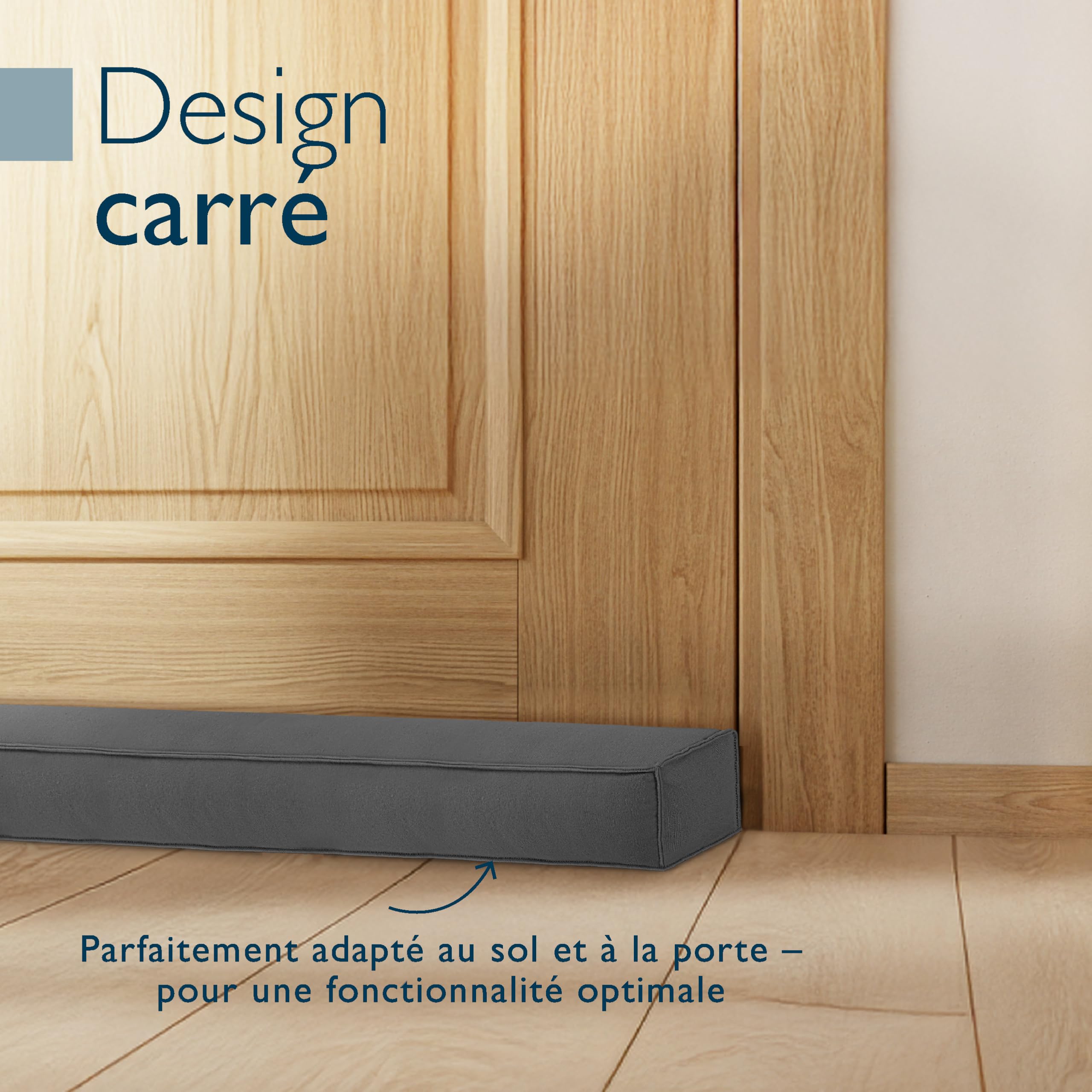 Beautissu 2X Boudin de Porte Isolant d'Entrée 80 cm – Bas de Porte Anti Froid Bruit – Coussin Anti Courant d’Air pour Fenêtre – Coupe Vent Tissu Anthracite pour Isolation Thermique – Marin