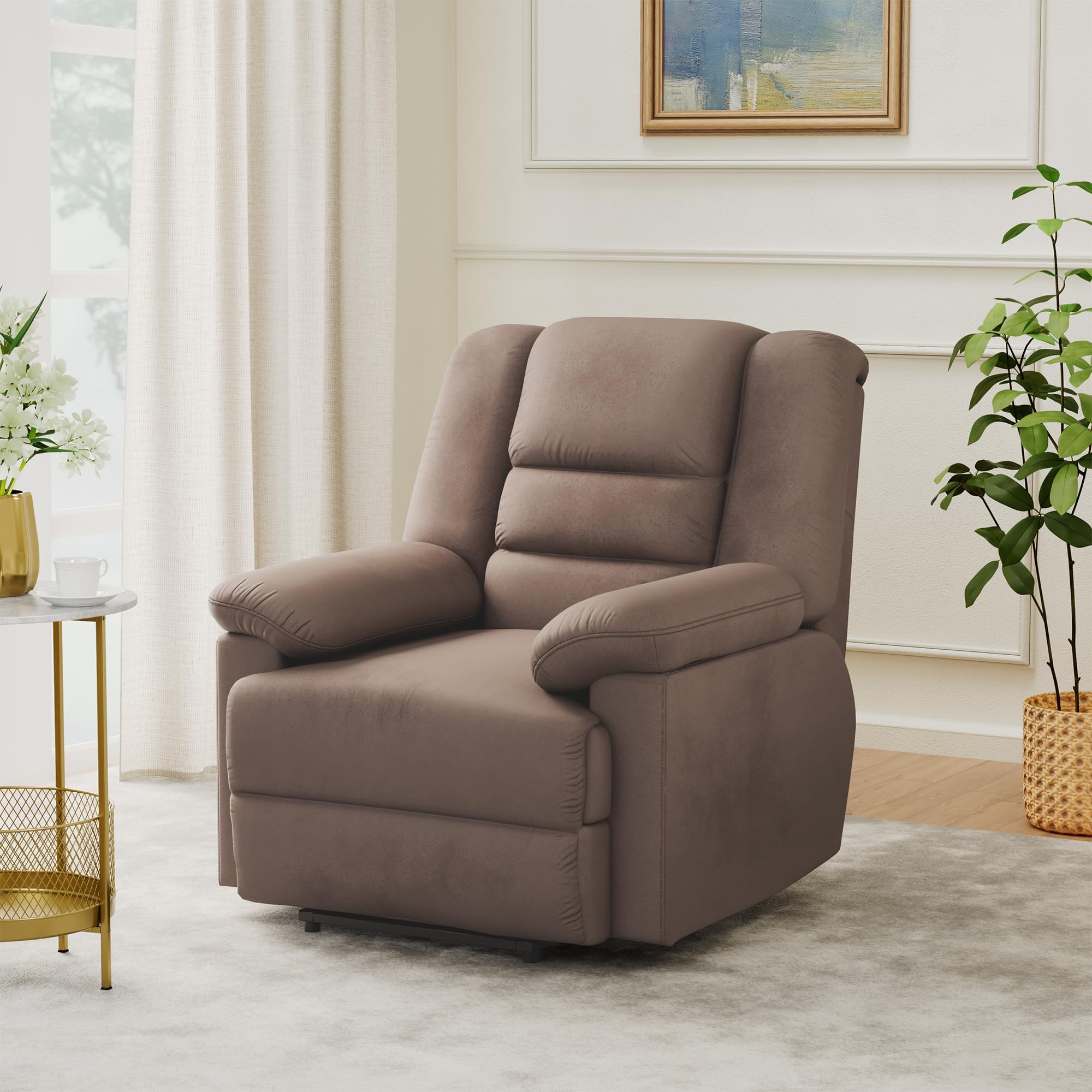 - Amazon Brand - Solimo Musca 1 Seater Fabric Recliner (Brown)