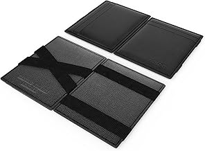DARDON® Magic Wallet Design Leder-Geldbörse, aus italienischem Kalbs-Leder, Slim Wallet mit RFID-Blocker, in Schwarz/Grau