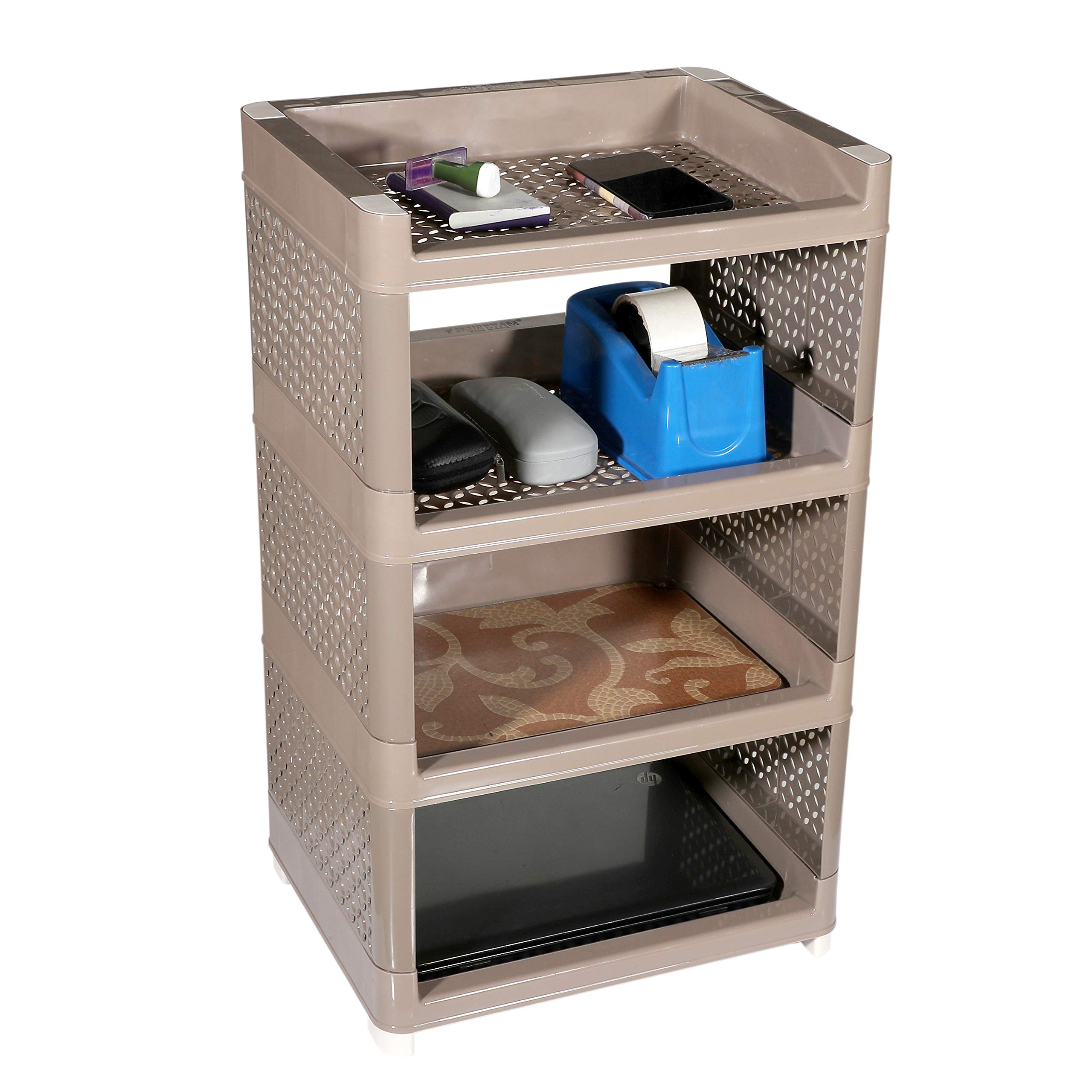 SHOPPING&MART Book Storage Display Rack Shelf Cabinet Unit Organizer for Living Room, Bed Room, Study Room (Light Brown Color)-image-12