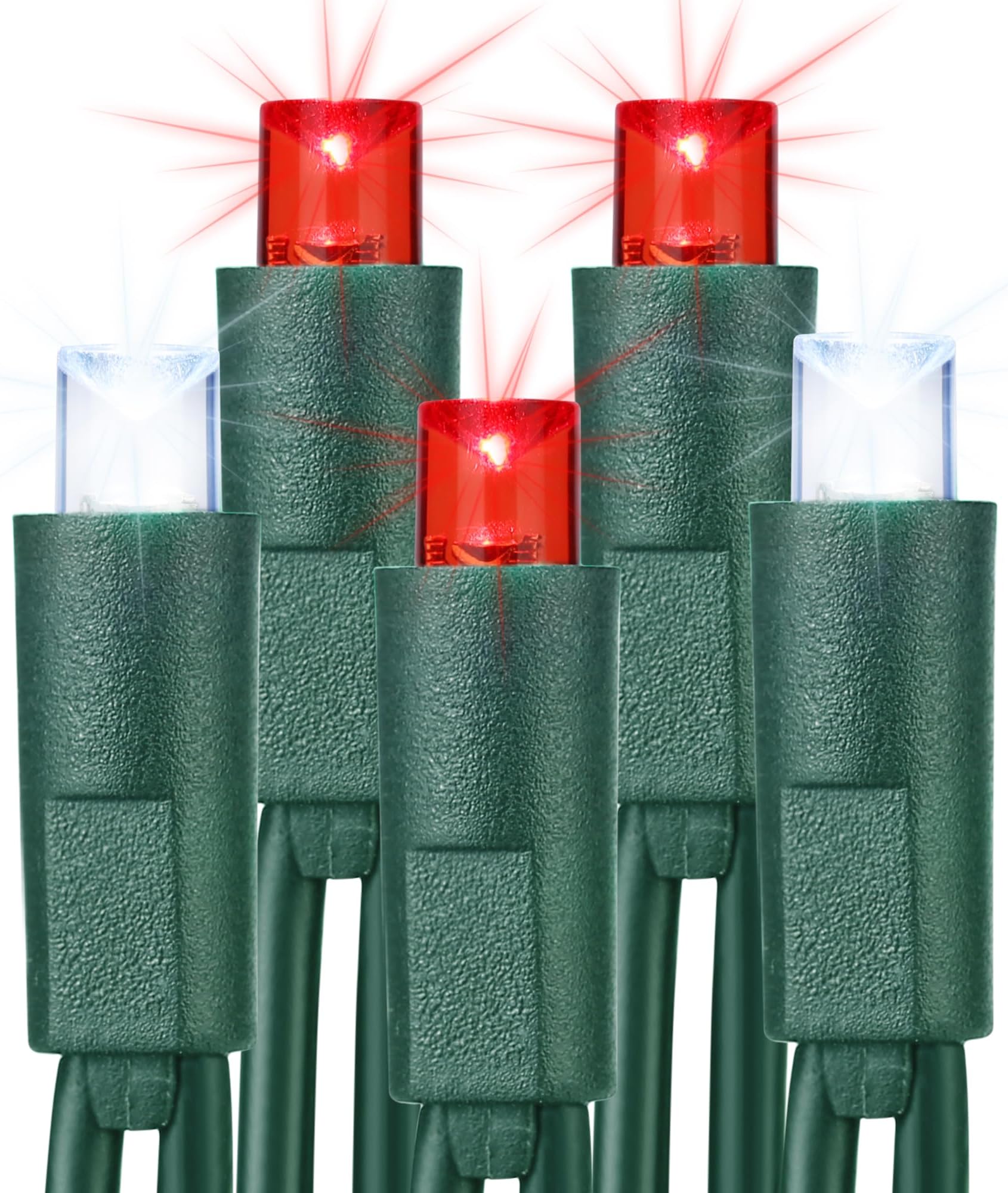 Brizled Red & White Christmas Lights, 33ft 100 LED 5MM