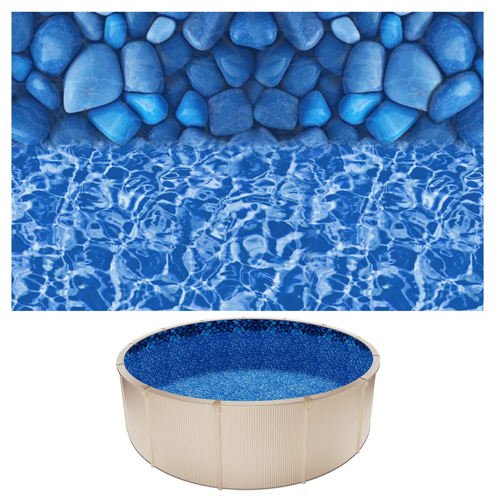 VEVOR 15-ft Round Above Ground Pool Liner, Overlap Pool Liners, Standard Gauge Vinyl, 48-to-54inch Wall Height, Designed for Steel Sided Above-Ground Swimming Pools