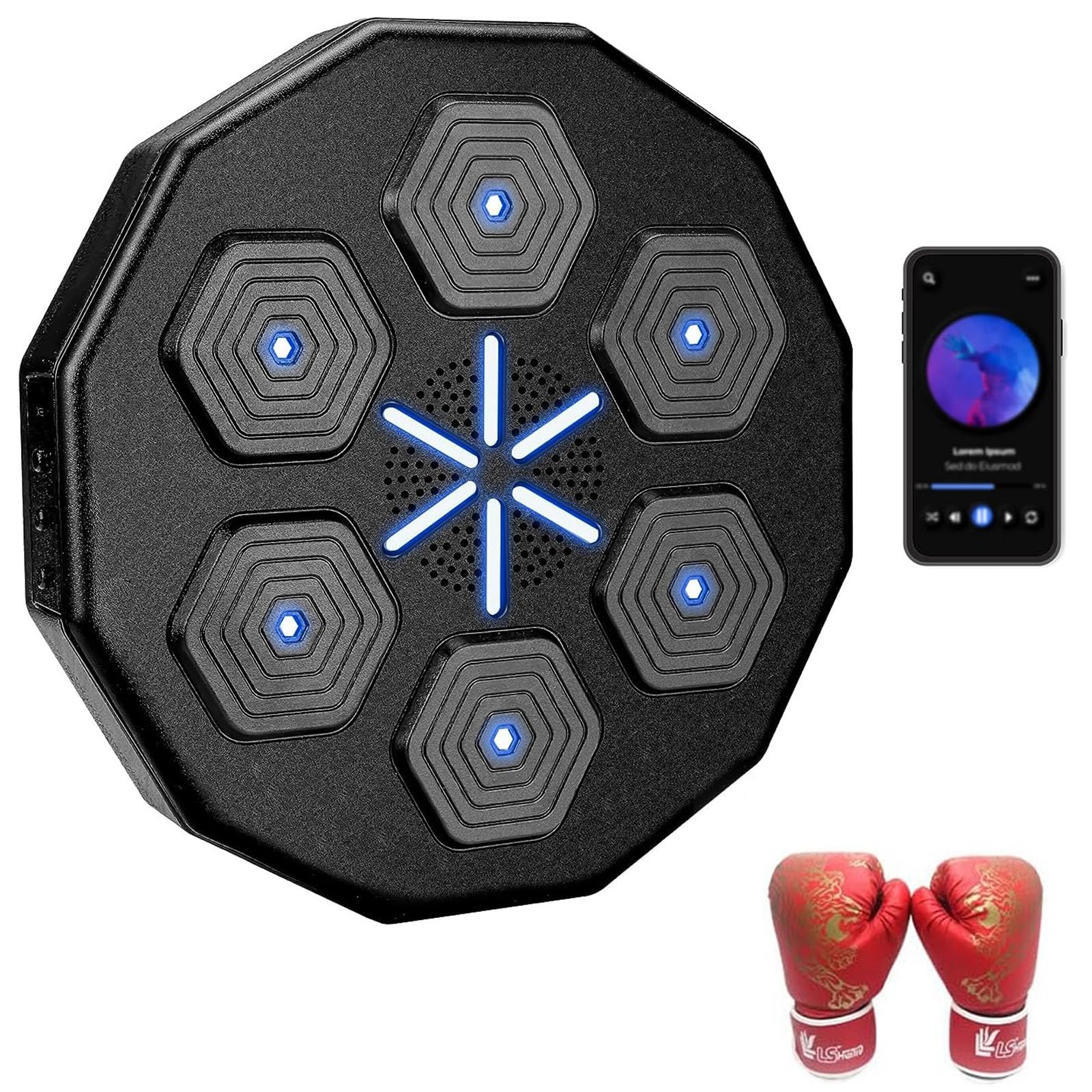 Inteligentna muzyczna maszyna bokserska Ładowanie przez USB Sprzęt bokserski z połączeniem Bluetooth Elektroniczny naścienny cel treningowy do wykrawania Pad trenera boksu do treningu w domu i rodzi
