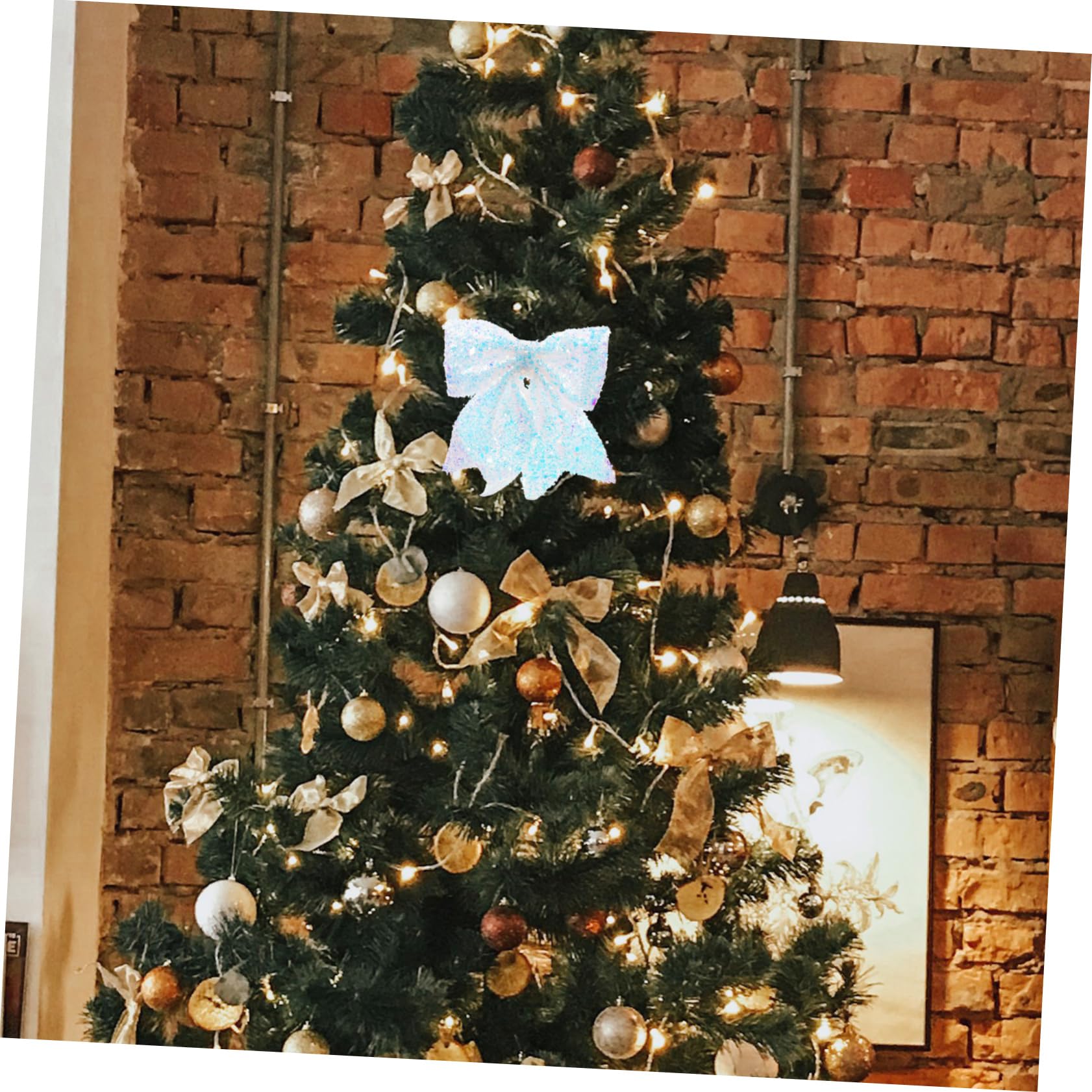 ibasenice Nœuds pour Sapin de Noël Décorations Pailleté Cimiers Brillants pour Couronnes Accessoires à Suspendre pour Hiver Éléments Décoratifs pour Fêtes de Fin Année