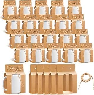 Kosiz 36 Pcs Mug Boxes Sublimation Coffee Mugs Gift Bags with Window Packaging Storage Box for Shipping Selling Chirstmas Gift Packaging Wrapping(for 15oz Mug,Brown)