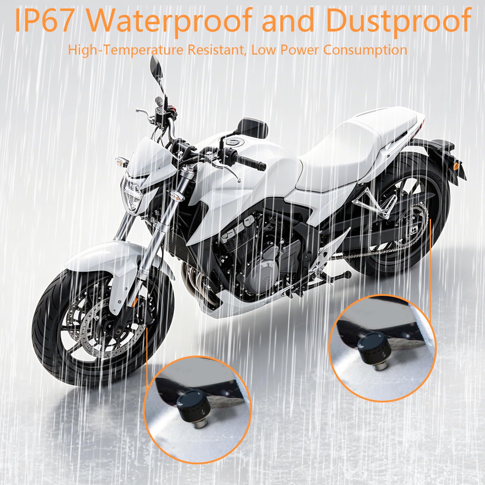 Reifendruckkontrollsystem, für Motorrad & Zweiräder, mit Reifendruck-Warnfunktion, Echtzeit-Überwachung über Smartphone-App, Messbereich 0-8 BAR, Kupfer-Basis, kompatibel mit iOS & Android