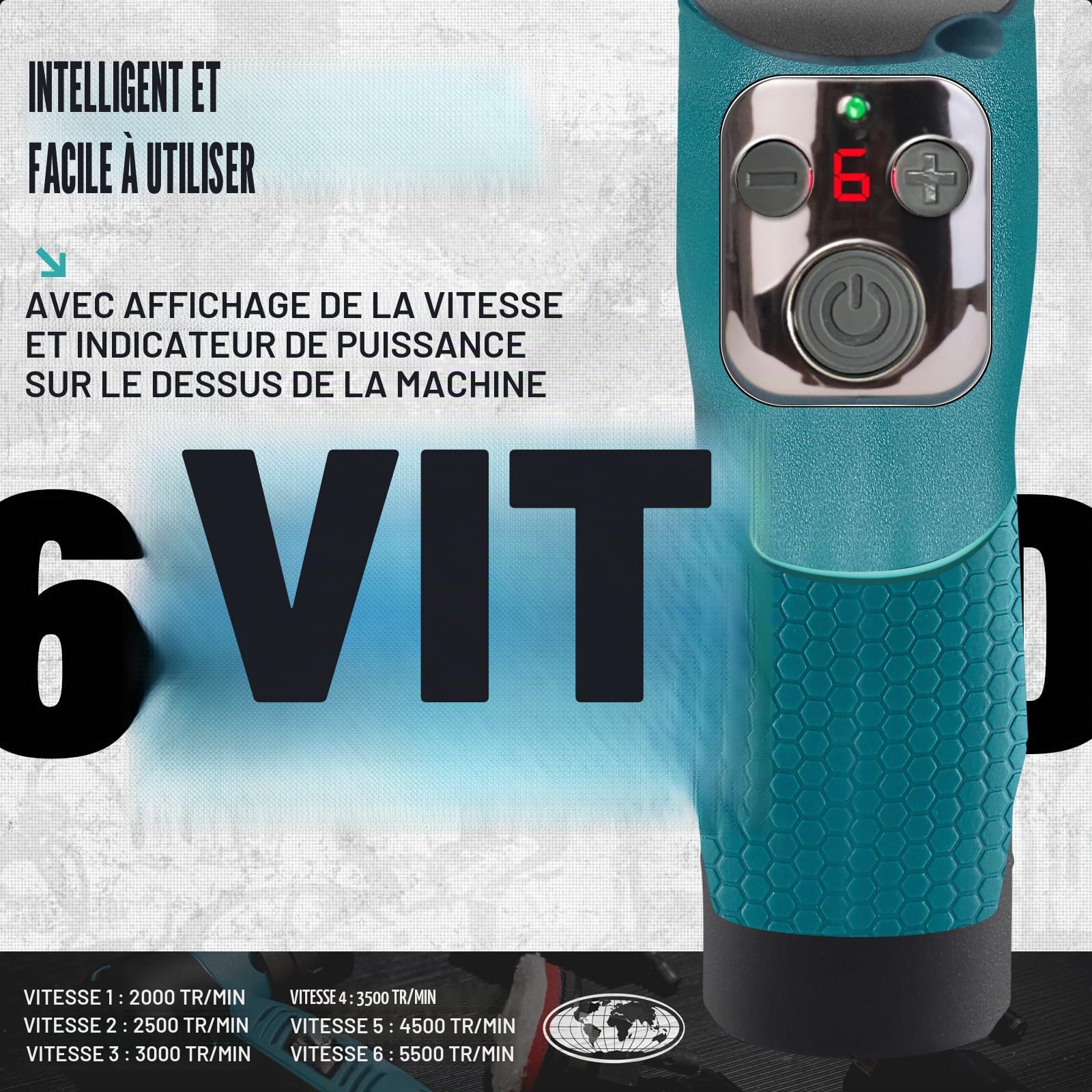 AUTIWOZ Polisseuse Sans Fil Pour Voiture, Mini 30 mm/75 mm, Élimination Des Rayures Avec Batteries Li-ion 12 V 2,0 Ah, 6 Vitesses Pour Le Détail Et Le Cirage W62