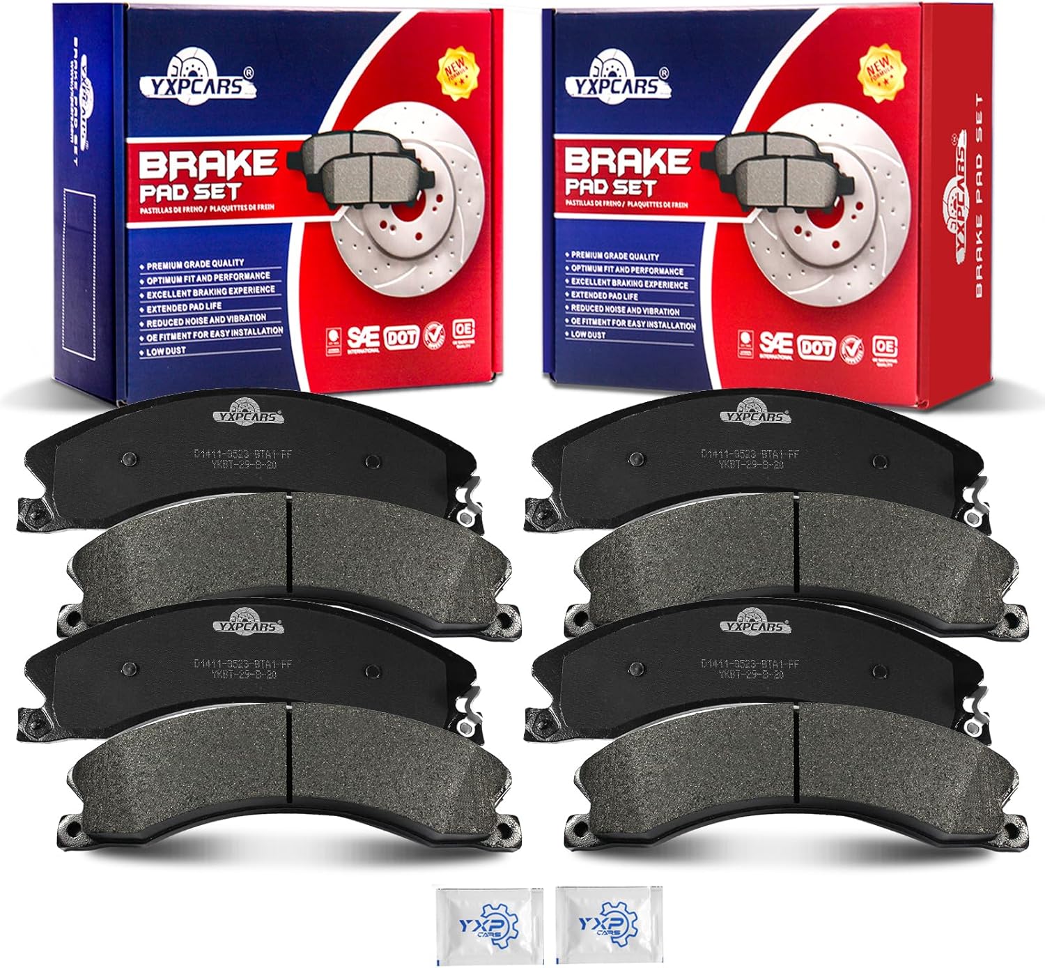 Front and Rear Ceramic Disc Brake Pads Set Replacement for Gmc Savana 3500/4500 2009-2019 Sierra 2500/3500 Hd 2011-2019,Chevy Express 3500/4500 Silverado 2500 Hd Suburban 3500 Hd
