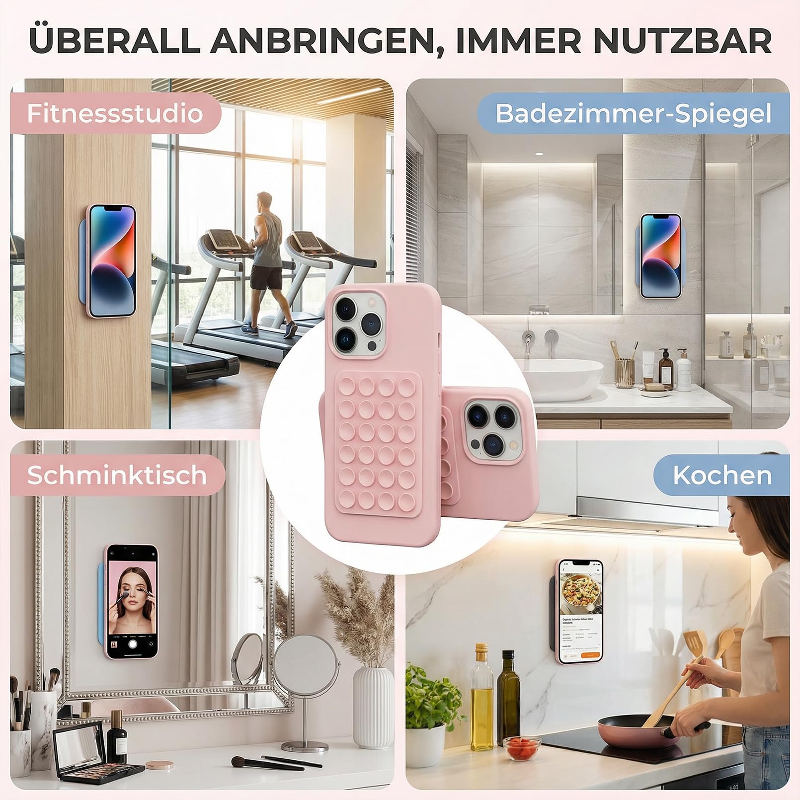 Silikon Handy Saugnapf, Multifunktionale Saugnapf-Halterung, Starke Haftkraft, 10 Stück, 10 Farben