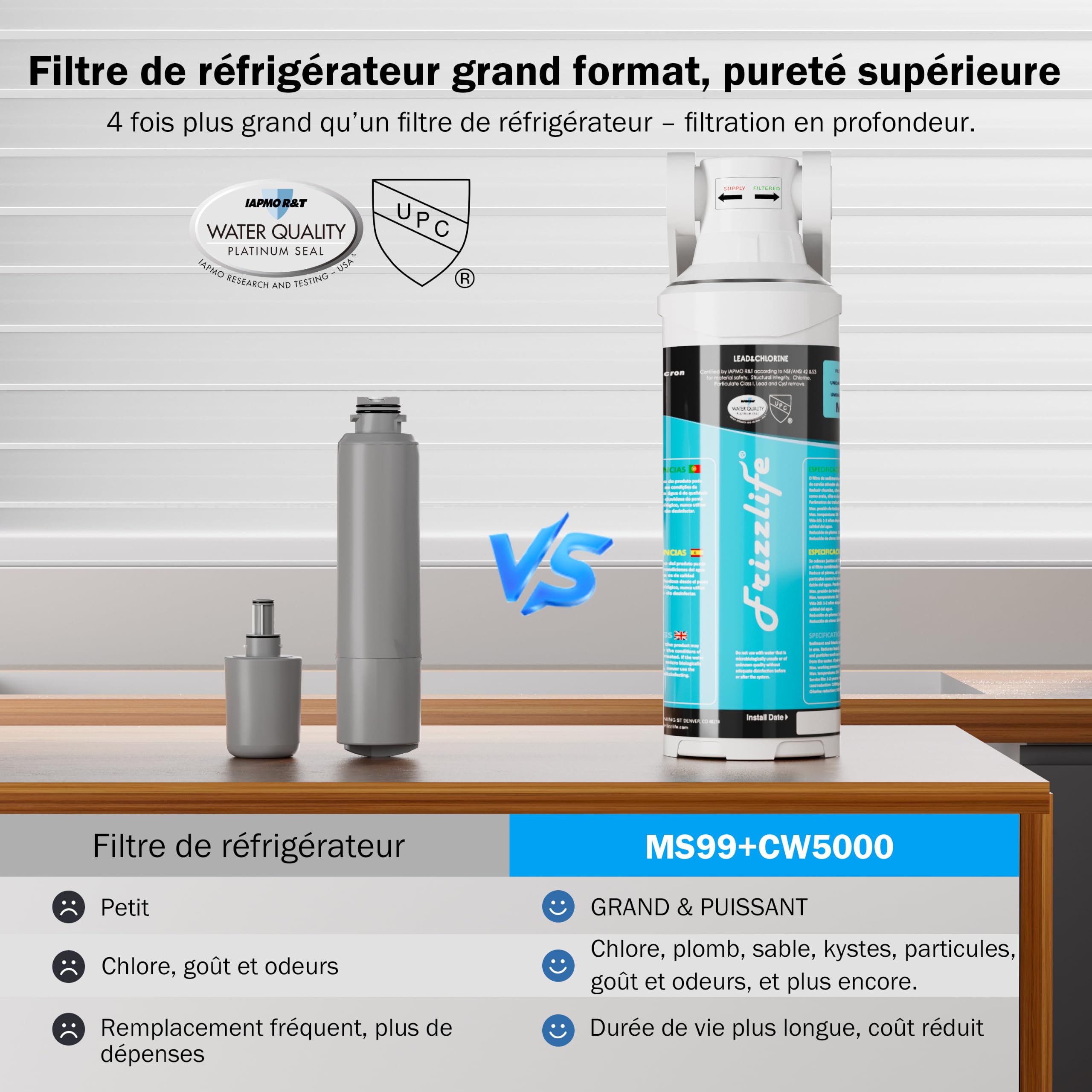 Frizzlife Refroidisseur d’Eau sous évier avec Filtre, CW5000+MS99