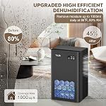 ToLife Dehumidifiers for Home 95 OZ Water Tank, 1000 sq.ft Dehumidifier for Basement Bedroom Bathroom with Auto Shut Off 7 Colors LED Light,Black