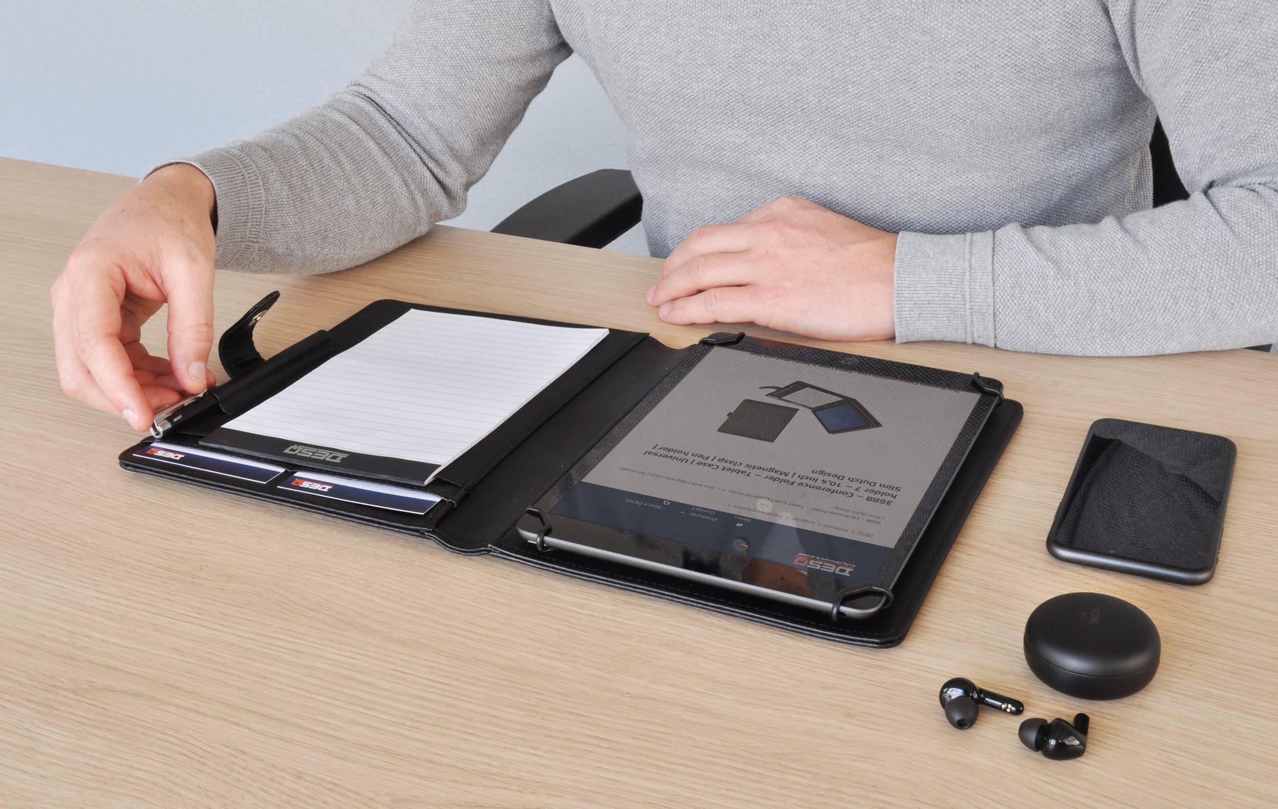 Desq Étui d'écriture pour tablette support universel 7-10,4 pouces fermeture magnétique noir