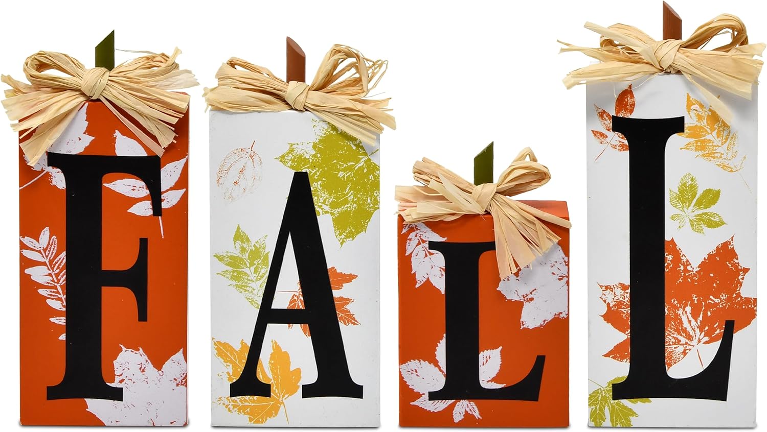 Gift Boutique Thanksgiving Fall Table Block Set of 4 Autumn Wooden Signs Blocks for Tiered Tray Tabletop Centerpieces Mantle & Home Office Decorations