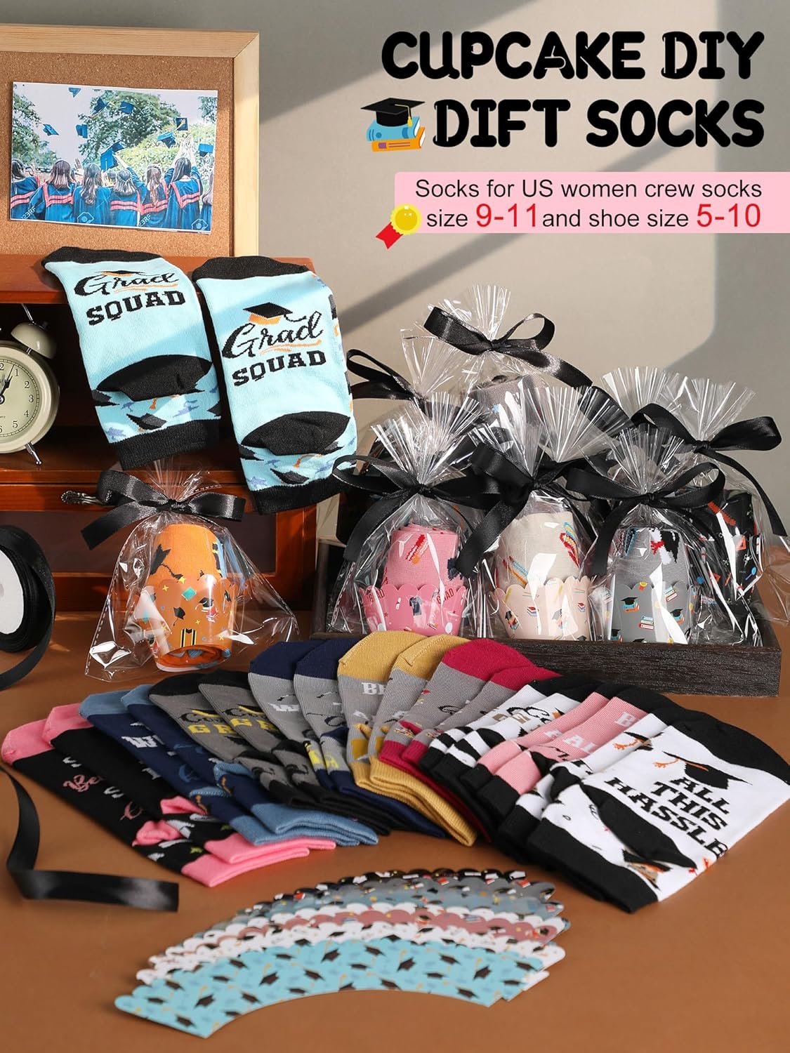 Liitrsh 20 Pairs Graduation Ankle Socks Class of 2026 Novelty Graduation Gifts for Her and Him Unisex Soft Socks Bulk for College High School Congrats Grad Gift