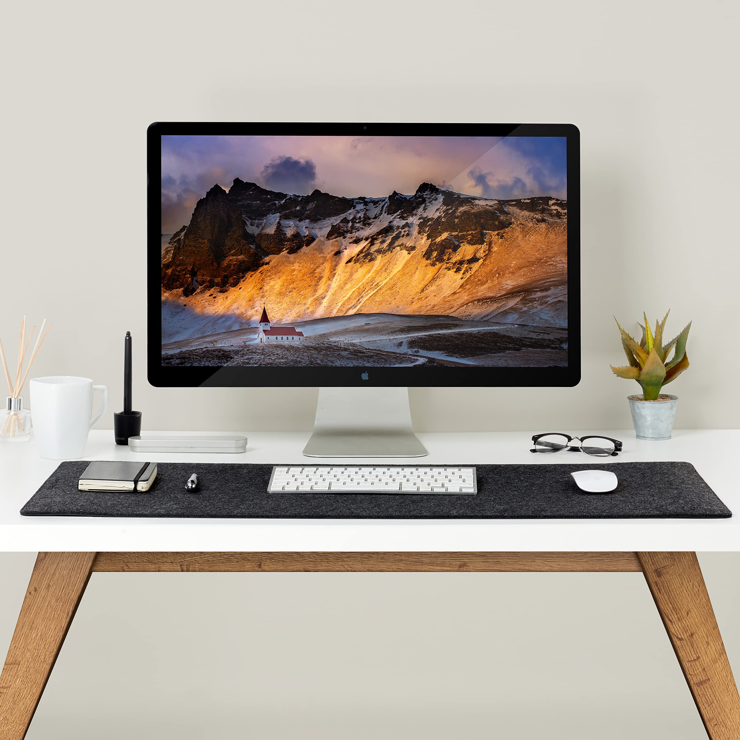 Premium Filz Schreibtischunterlage | Groß 40 x 91,4 cm | Multifunktionale Schreibtischunterlage für Home Office | Dunkelgrau