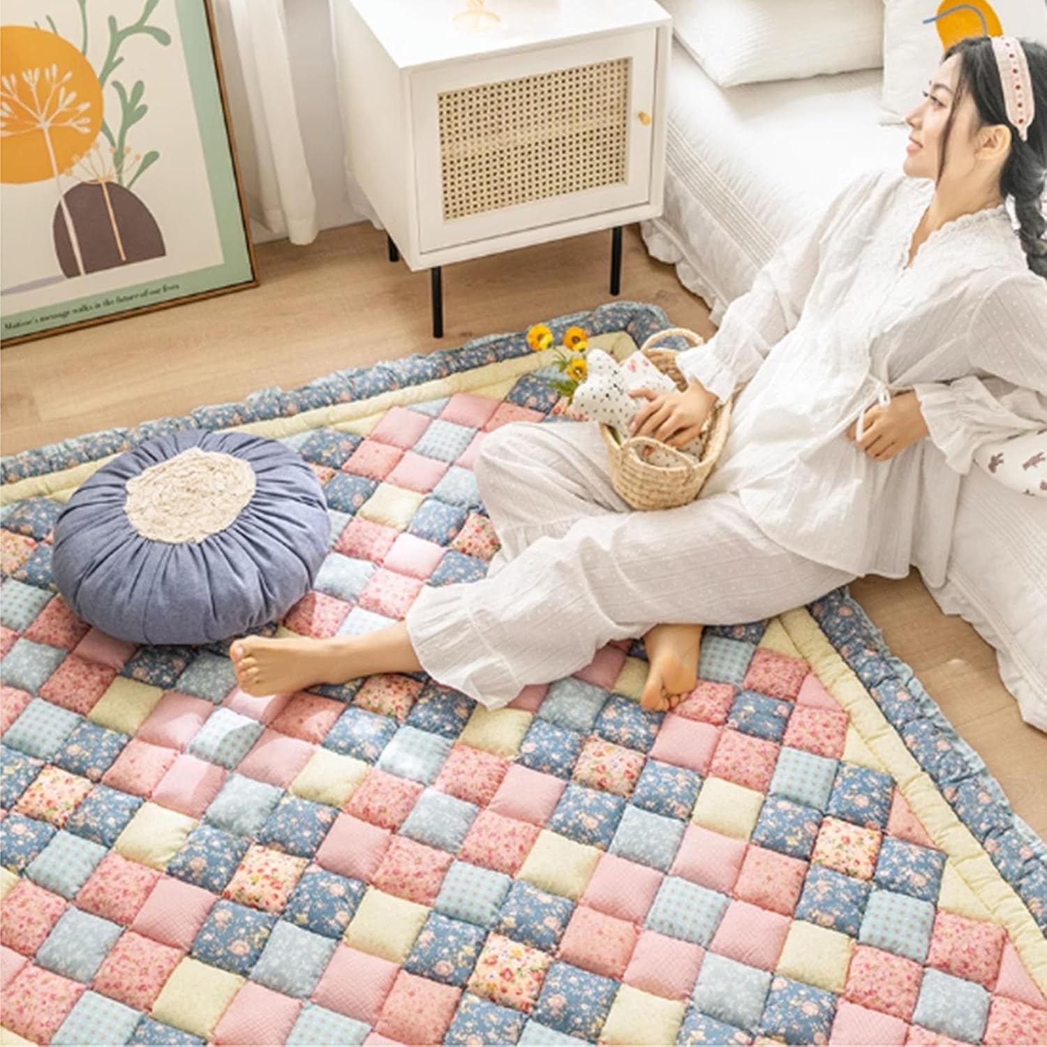 屋外パティオ家具クッション 滑り止め ソフトコットン チェアパッド ガーデン キッチン オフィス用 19.68x19.68インチ