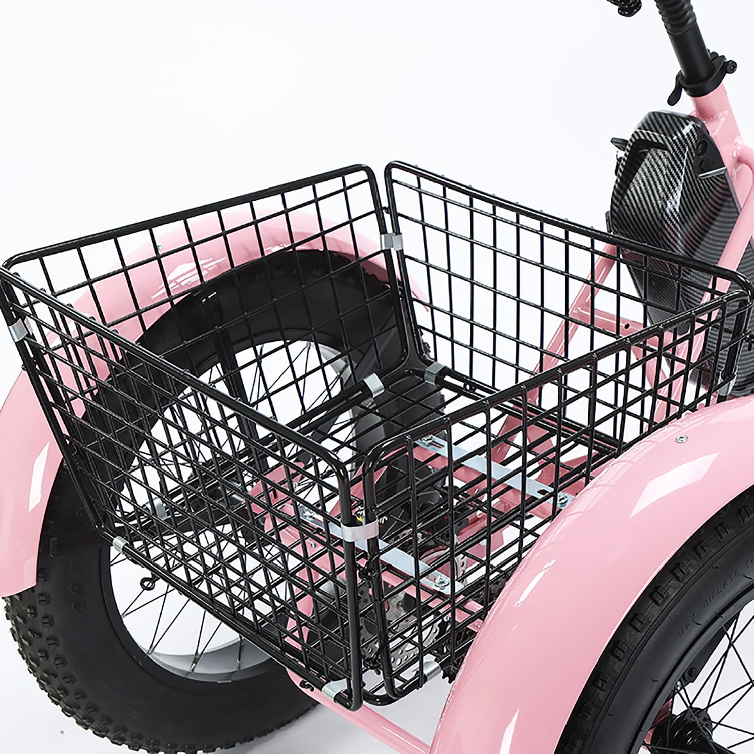 Triciclo Elettrico Adulti 20"x4.0" Fat Tire – 500W Motore, Batteria Rimovibile 48V 13Ah, Sospensioni, Luce LED, Grande Cestino Posteriore, Ideale per Tutti i Terreni, 30-40 km Pink