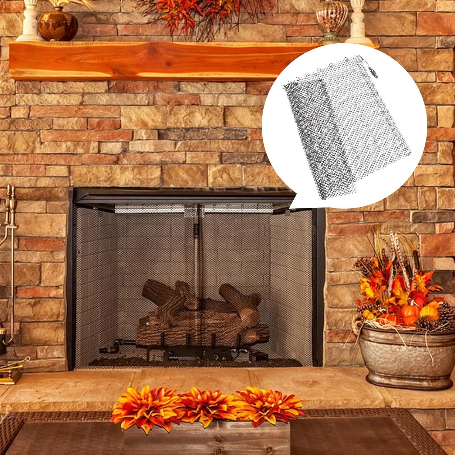 2pcs 2pcs Fireplace Metal Mesh Screens Black Rust-Resistant Iron Curtain Panels Heat-Resistant Hearth Accessory Easy Fold and Adjustable Size for Indoor Fireplaces