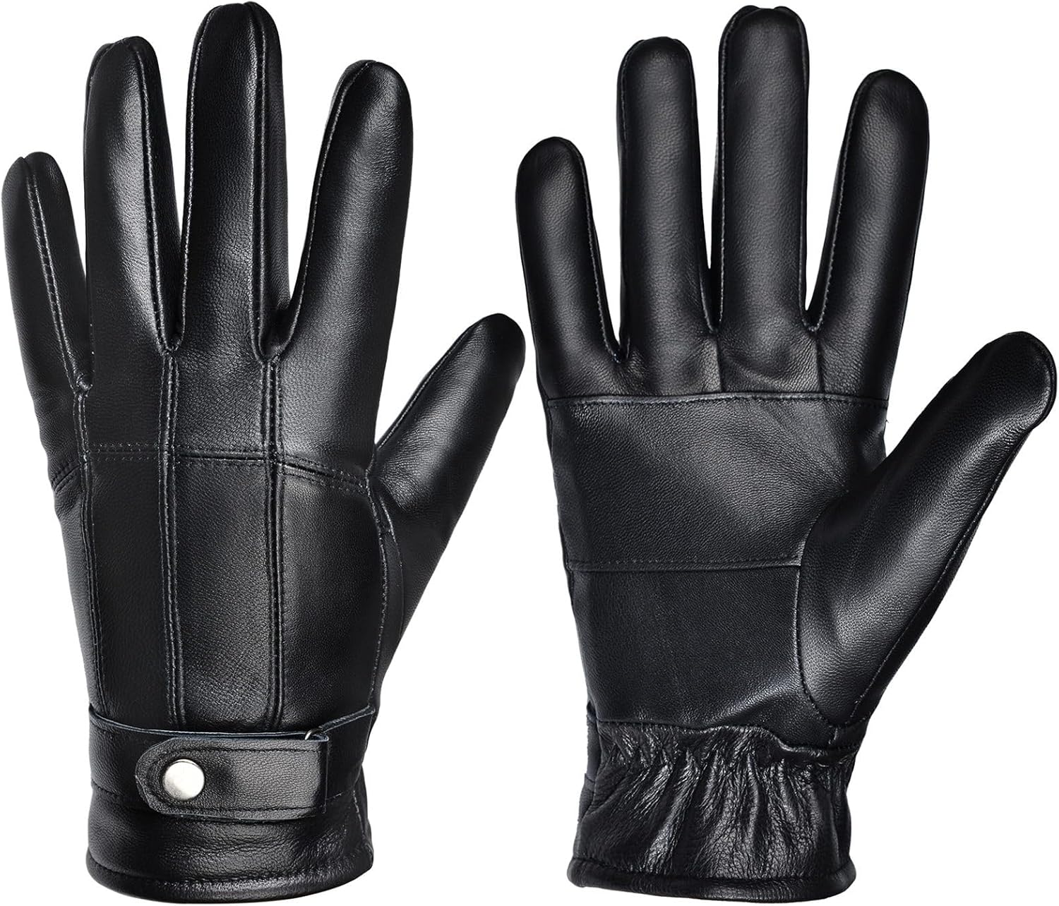 Harssidanzar Leather Gloves For Mens Sheepskin Warmth Lined Winter Leather Gloves SM049US